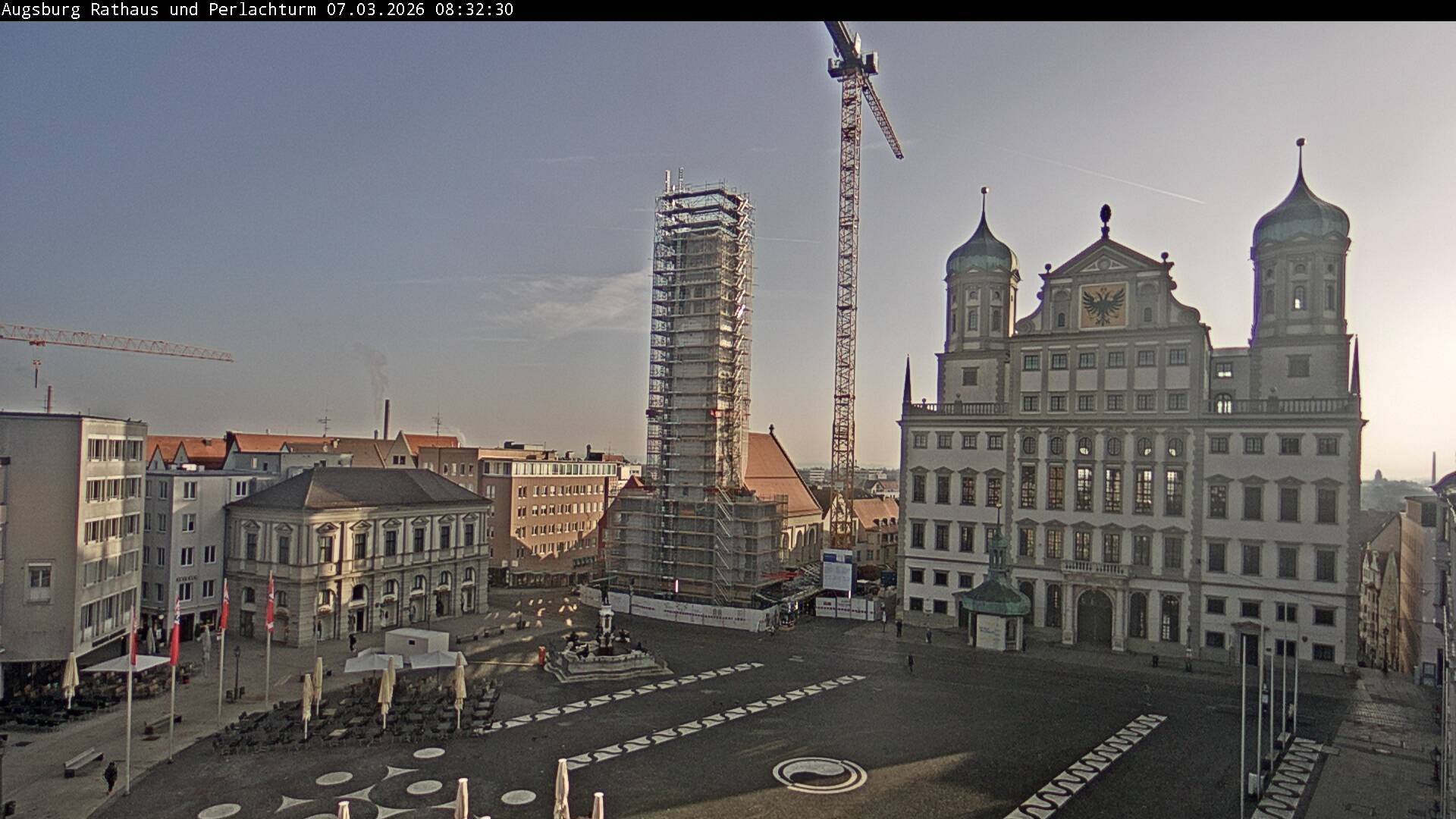 Archiv Foto Webcam Augsburger Rathausplatz und Perlachturm