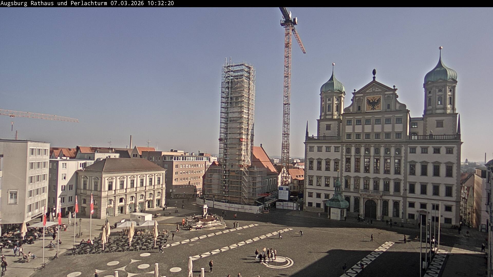 Archiv Foto Webcam Augsburger Rathausplatz und Perlachturm