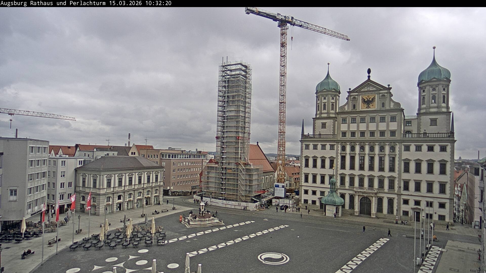 Archiv Foto Webcam Augsburger Rathausplatz und Perlachturm