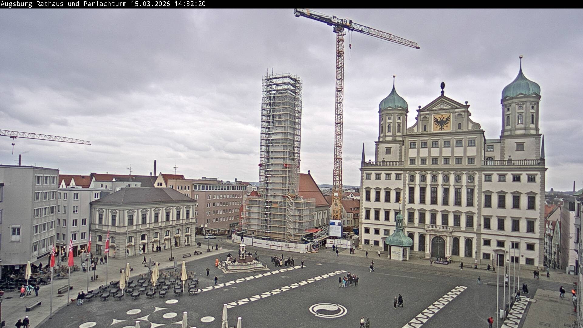 Archiv Foto Webcam Augsburger Rathausplatz und Perlachturm