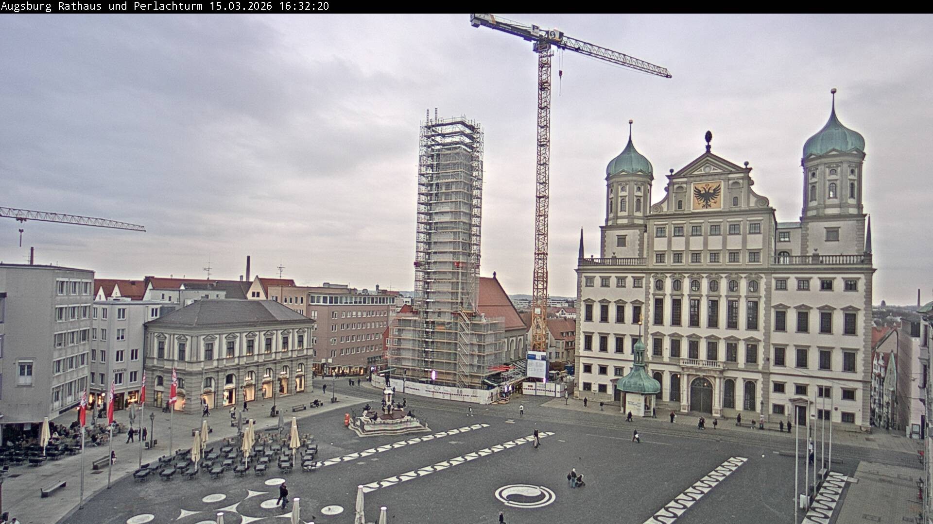Archiv Foto Webcam Augsburger Rathausplatz und Perlachturm