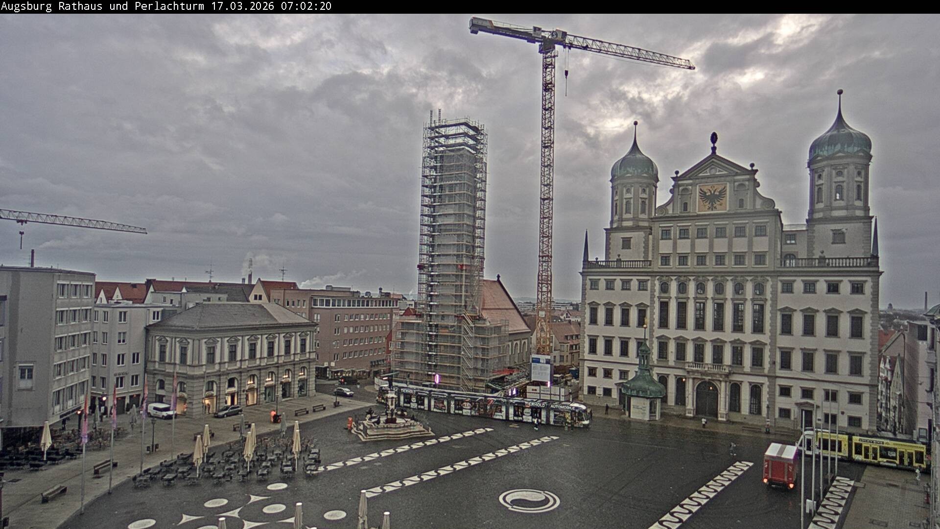 Archiv Foto Webcam Augsburger Rathausplatz und Perlachturm