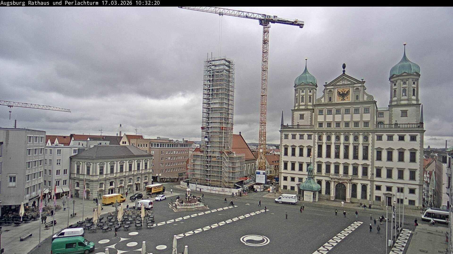 Archiv Foto Webcam Augsburger Rathausplatz und Perlachturm