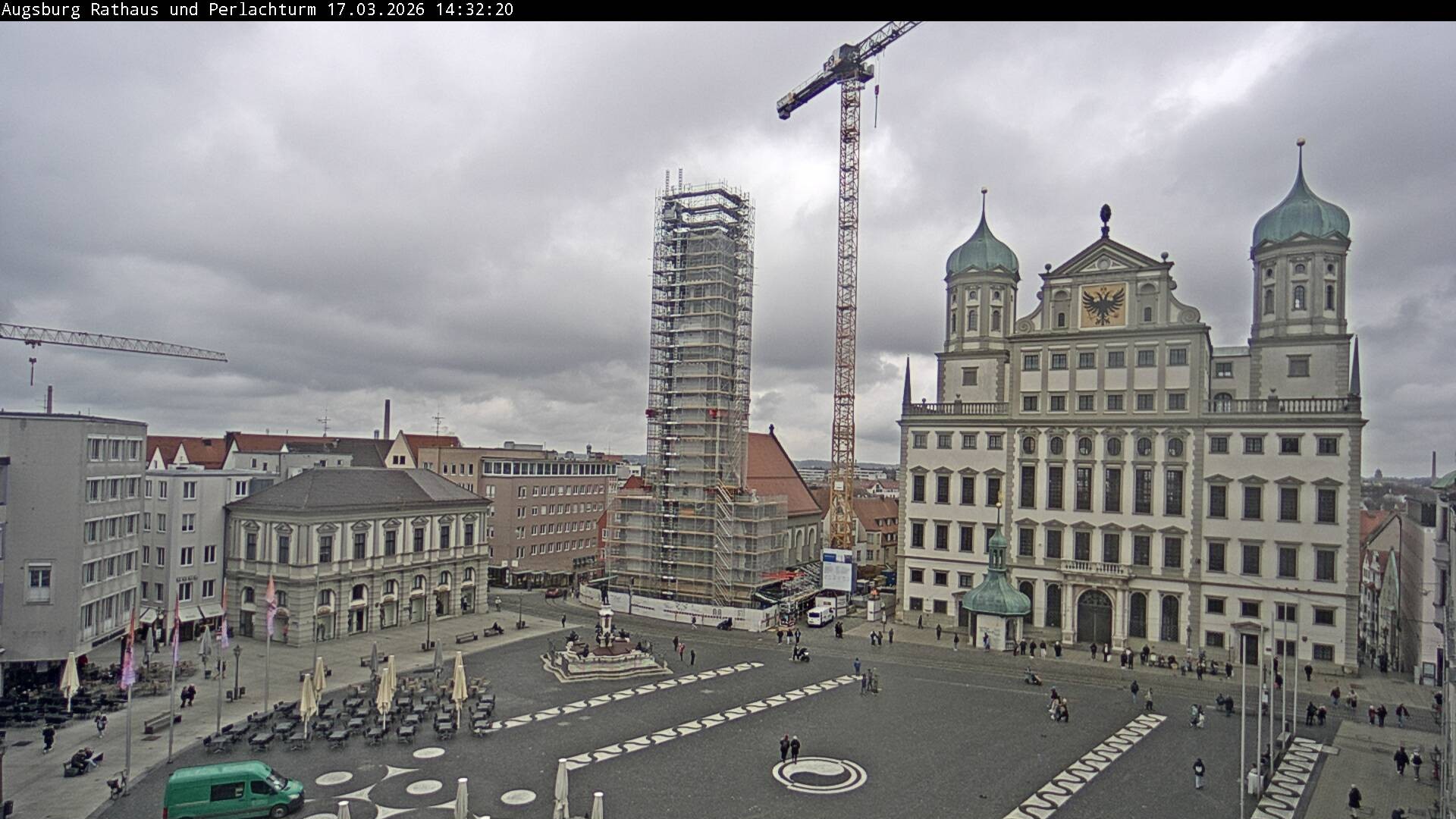 Archiv Foto Webcam Augsburger Rathausplatz und Perlachturm