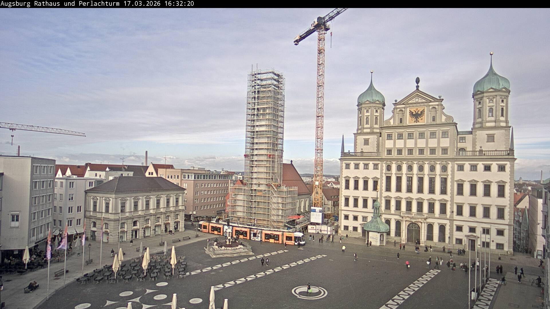 Archiv Foto Webcam Augsburger Rathausplatz und Perlachturm