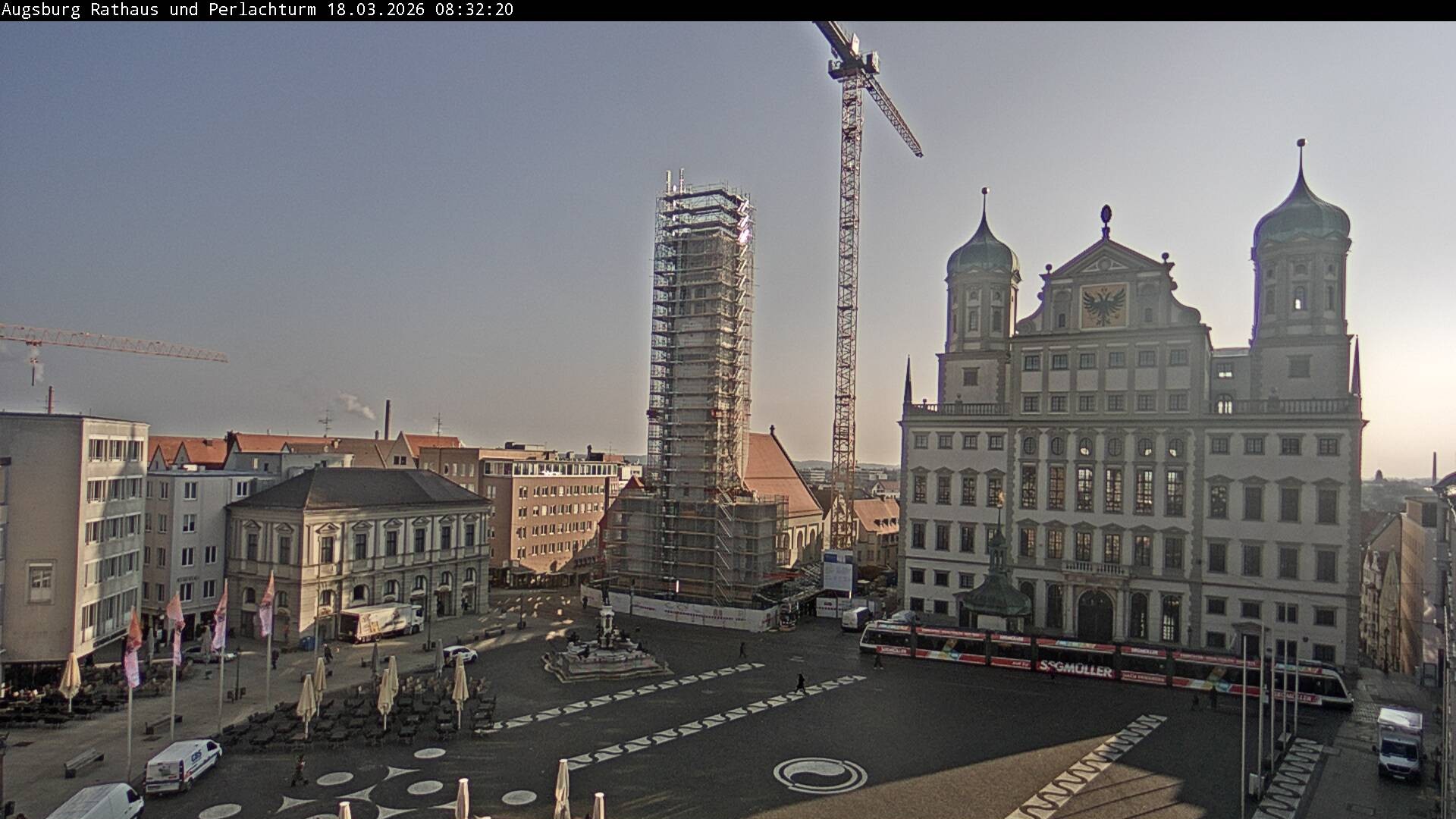 Archiv Foto Webcam Augsburger Rathausplatz und Perlachturm