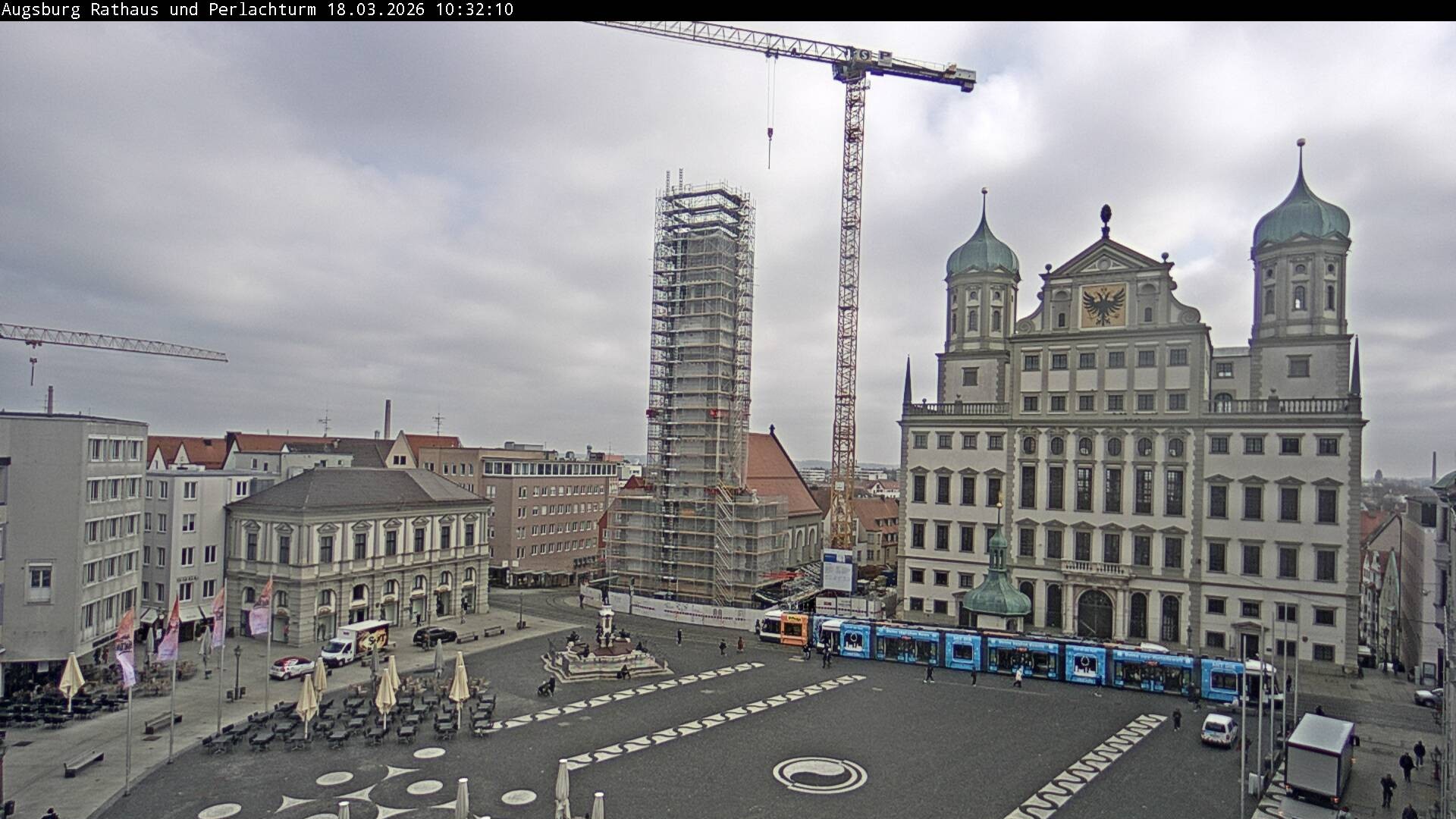 Archiv Foto Webcam Augsburger Rathausplatz und Perlachturm