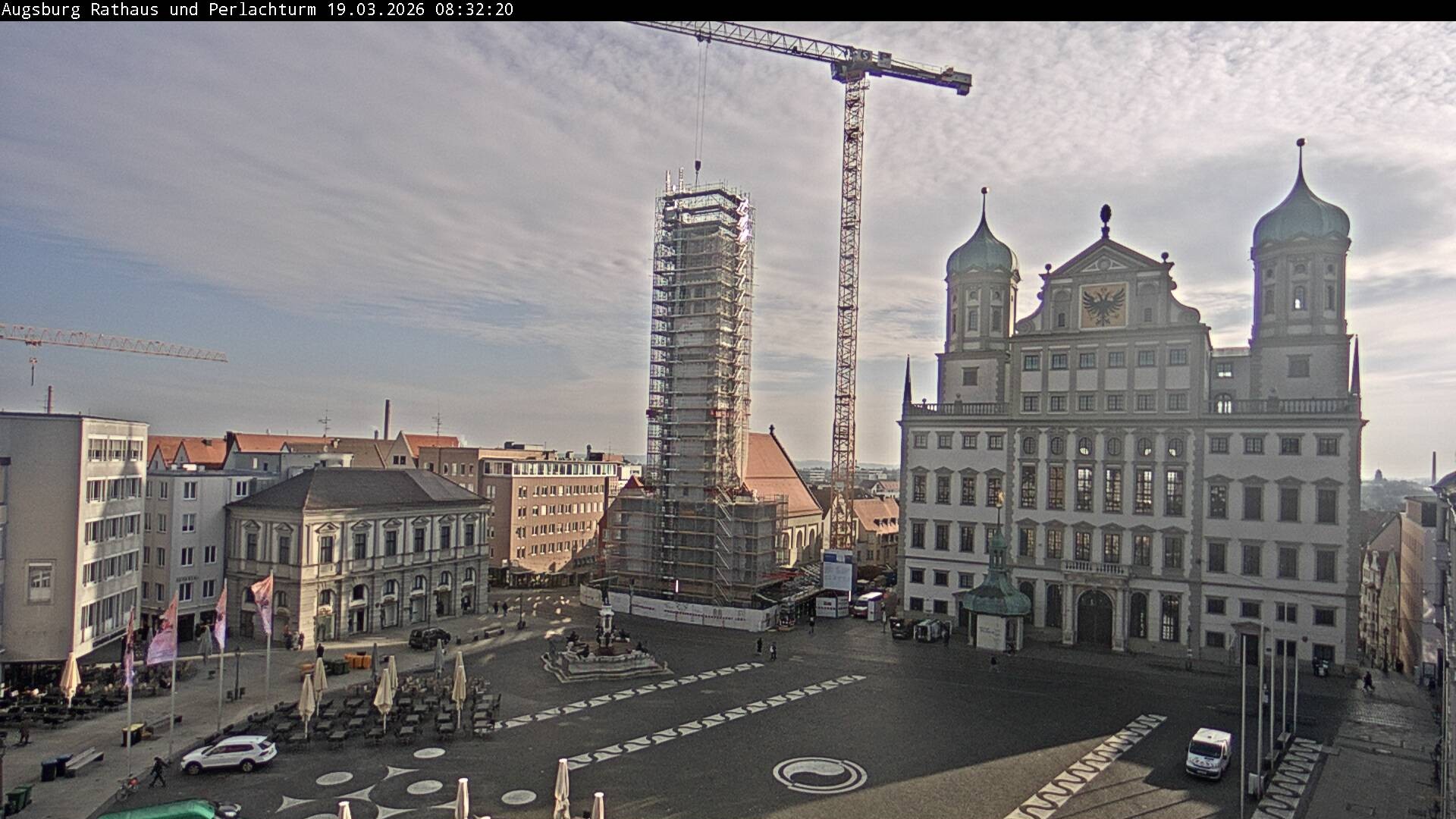 Archiv Foto Webcam Augsburger Rathausplatz und Perlachturm