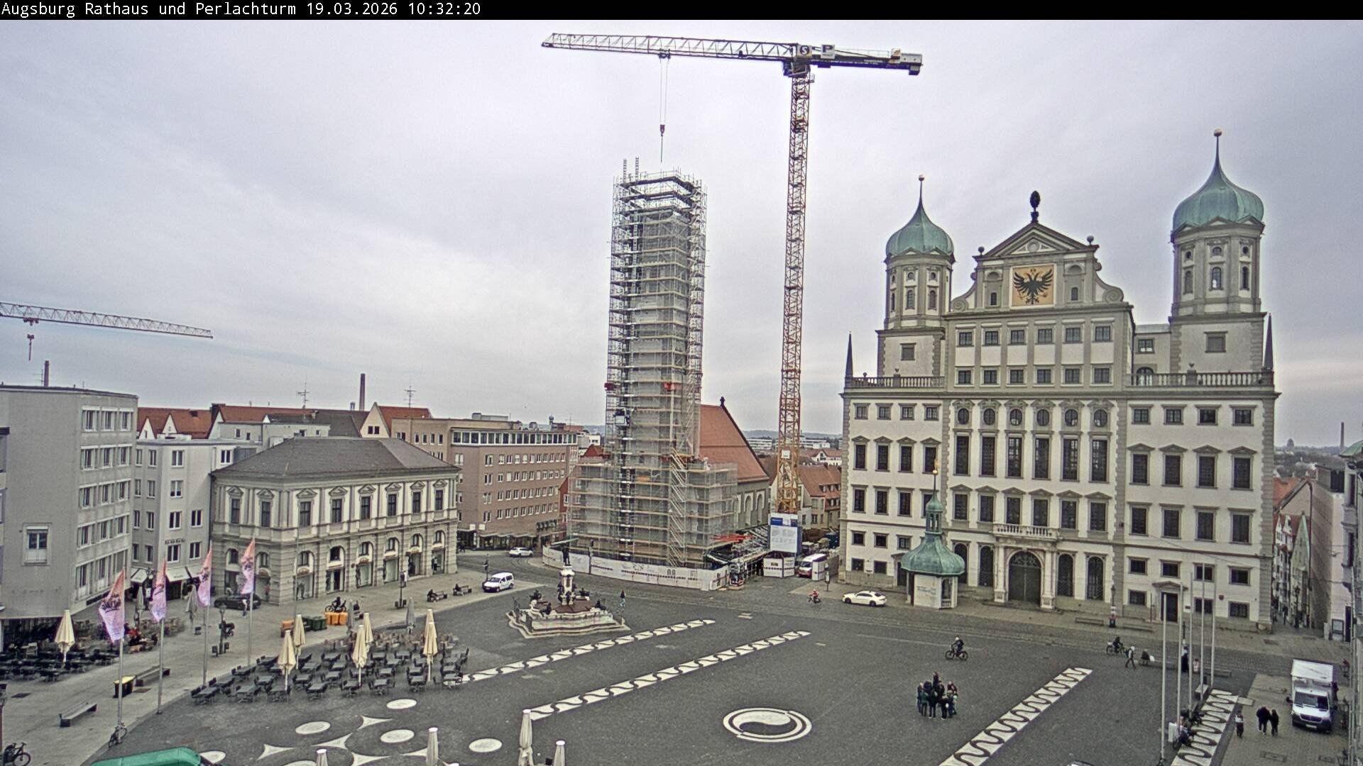 Archiv Foto Webcam Augsburger Rathausplatz und Perlachturm