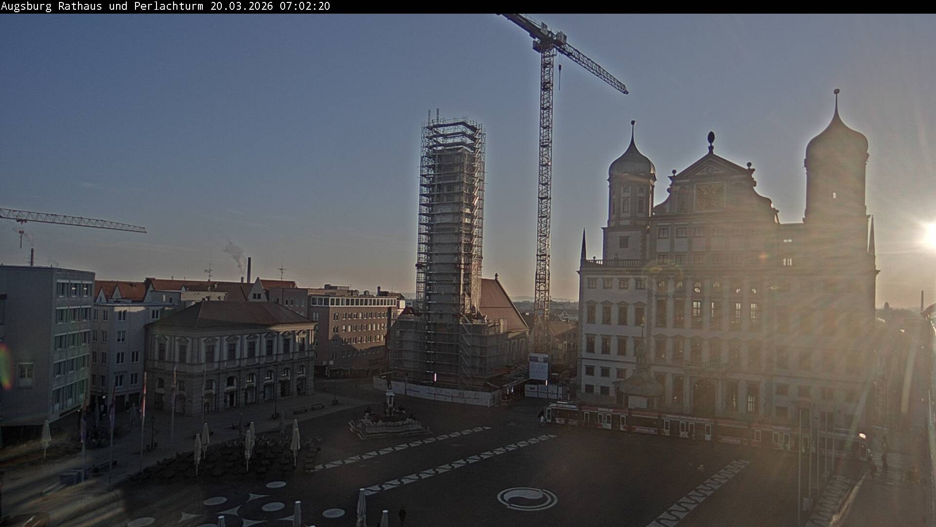 Archiv Foto Webcam Augsburger Rathausplatz und Perlachturm