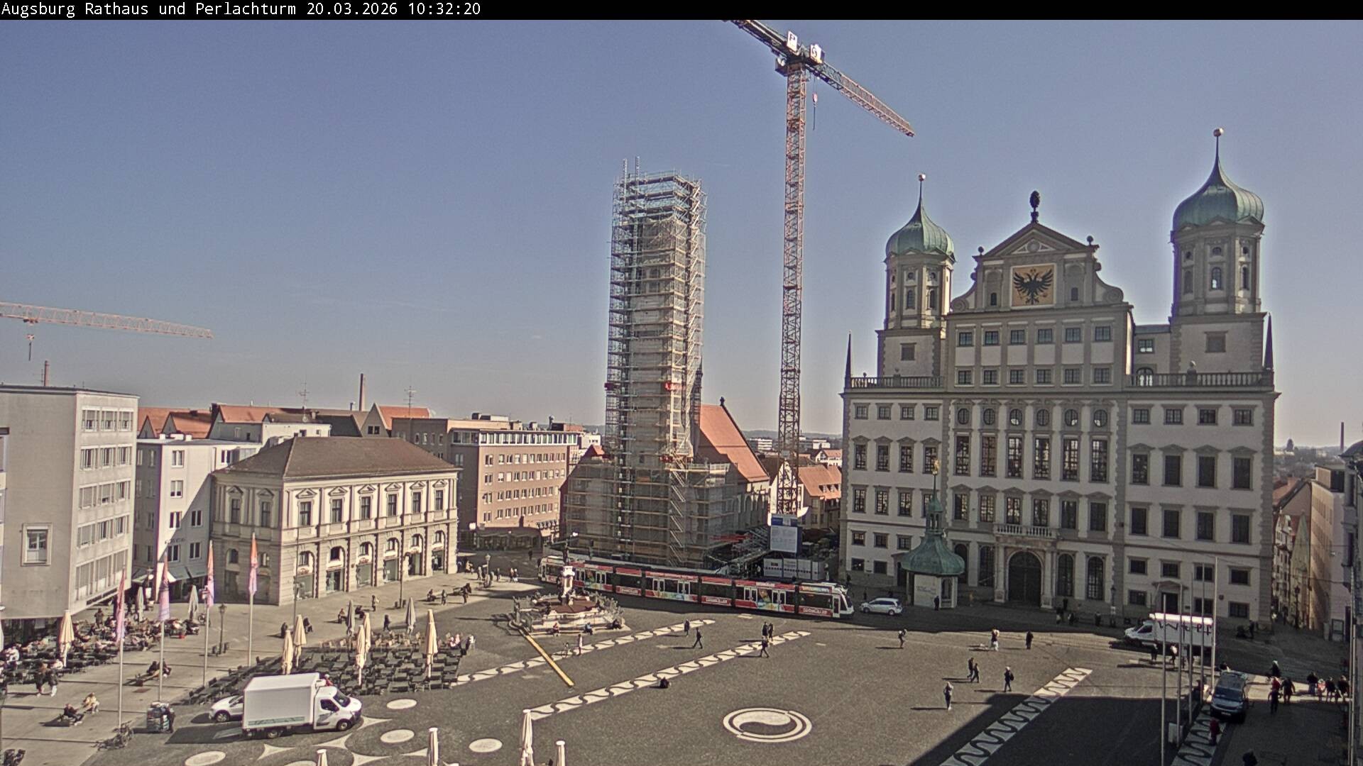 Archiv Foto Webcam Augsburger Rathausplatz und Perlachturm