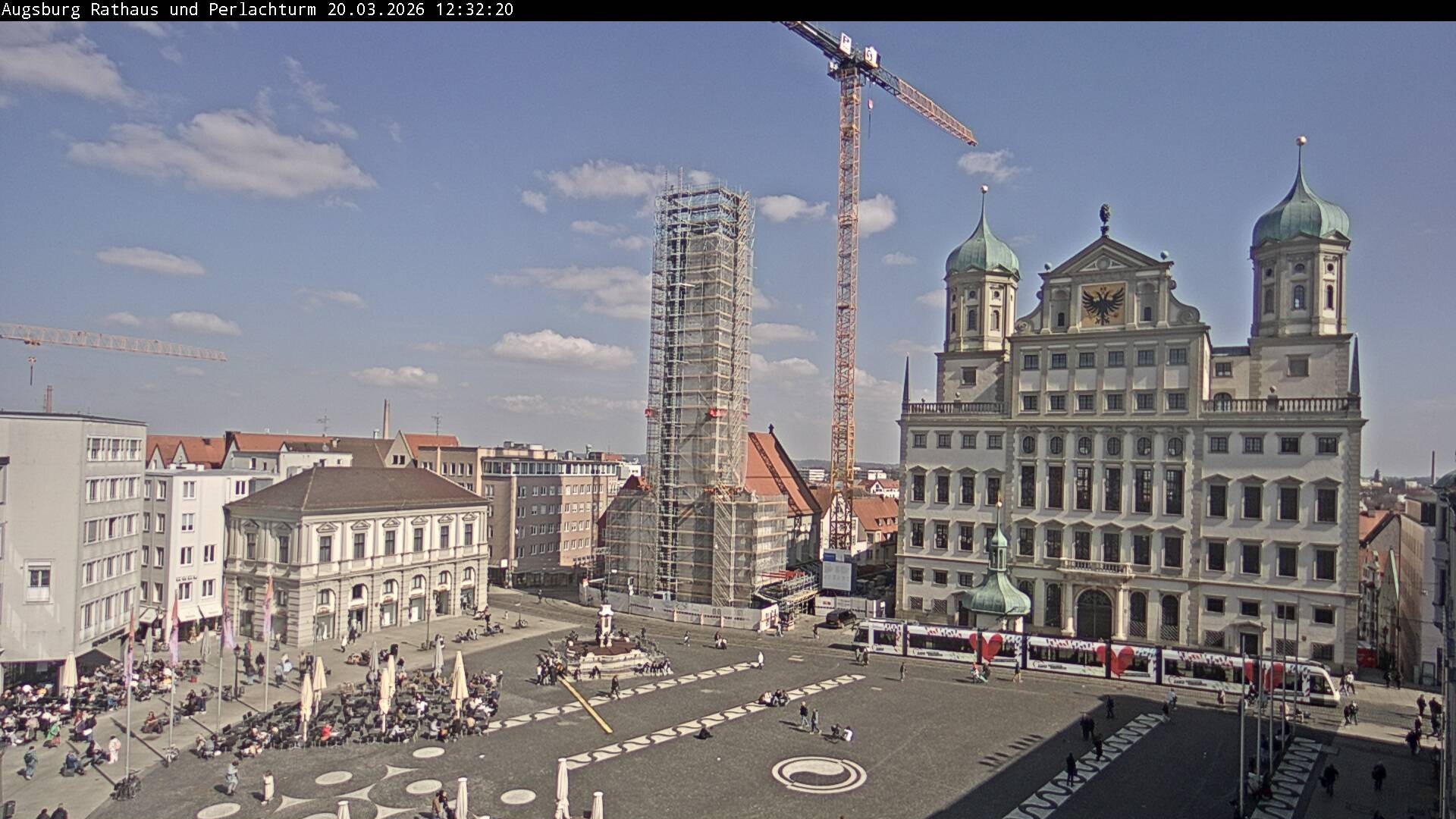 Archiv Foto Webcam Augsburger Rathausplatz und Perlachturm