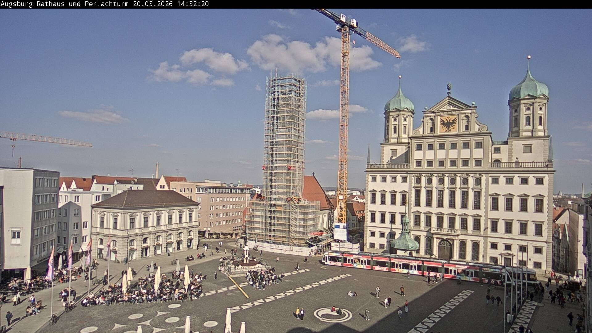 Archiv Foto Webcam Augsburger Rathausplatz und Perlachturm