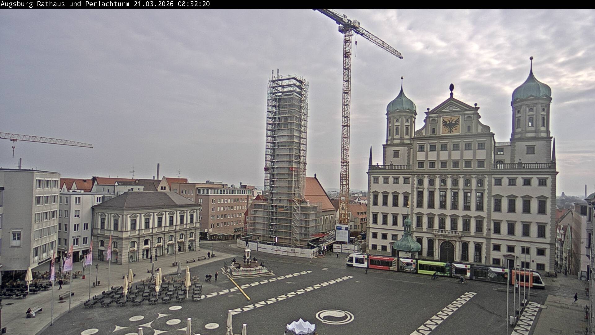 Archiv Foto Webcam Augsburger Rathausplatz und Perlachturm