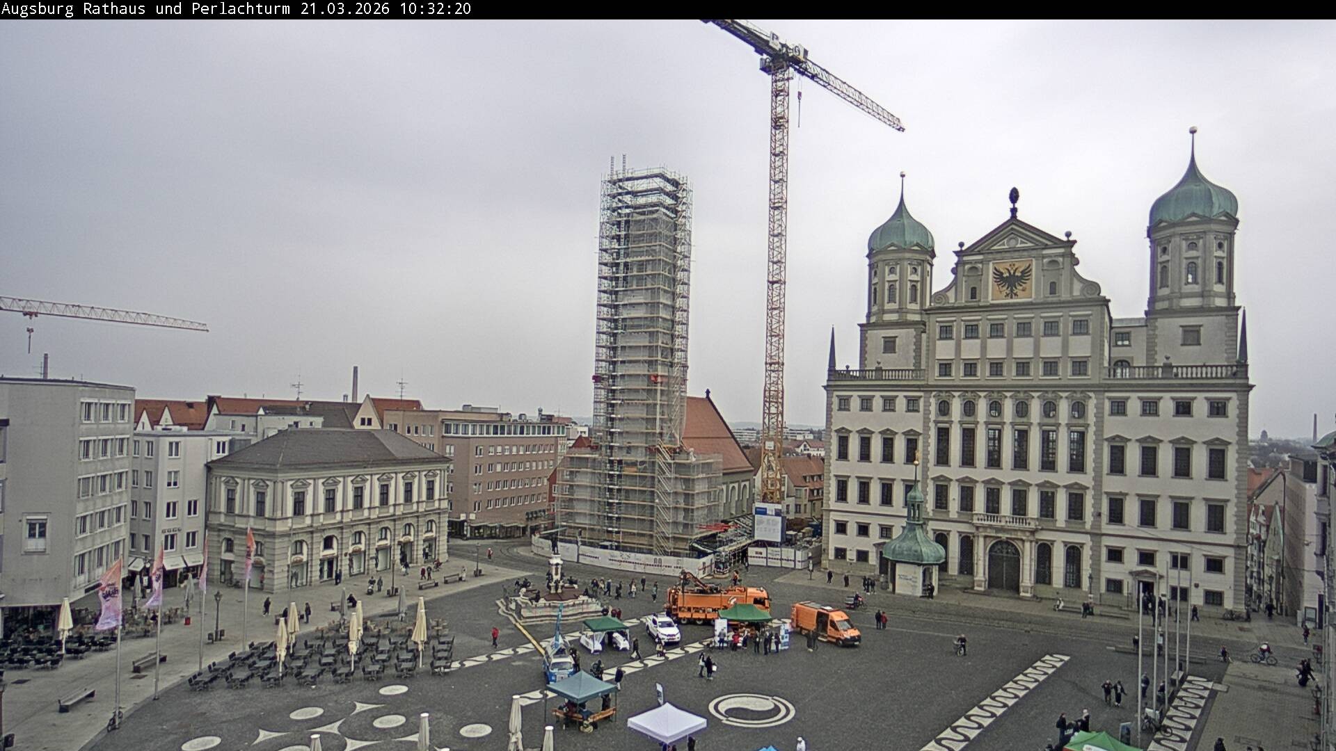Archiv Foto Webcam Augsburger Rathausplatz und Perlachturm
