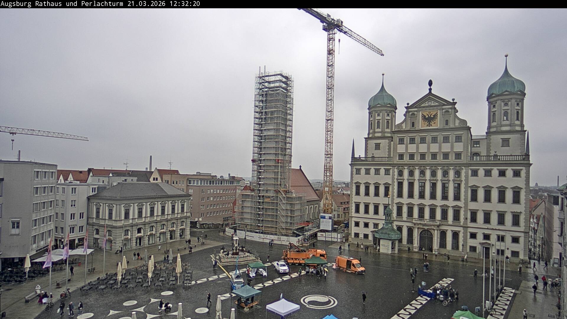 Archiv Foto Webcam Augsburger Rathausplatz und Perlachturm