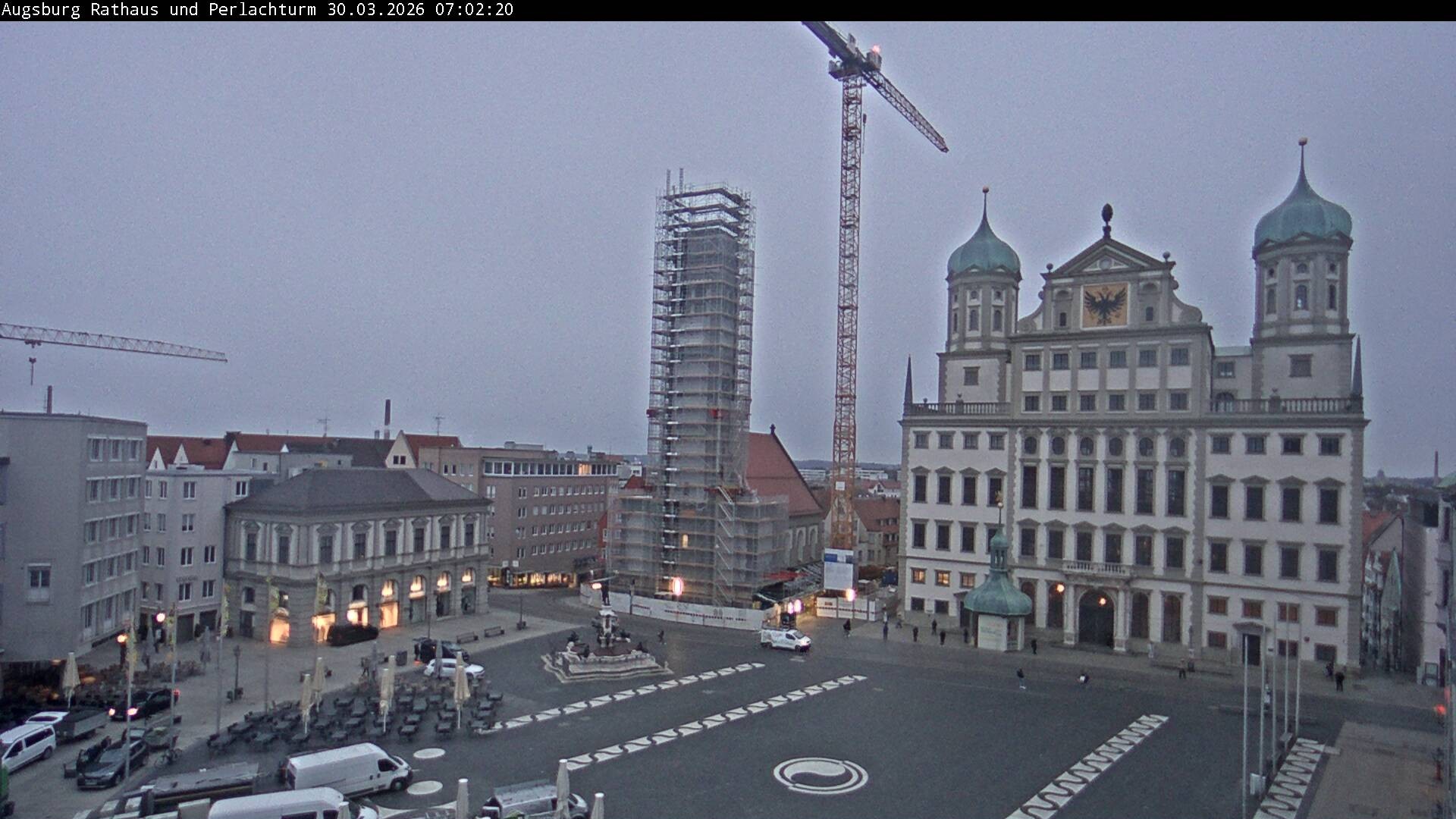 Archiv Foto Webcam Augsburger Rathausplatz und Perlachturm
