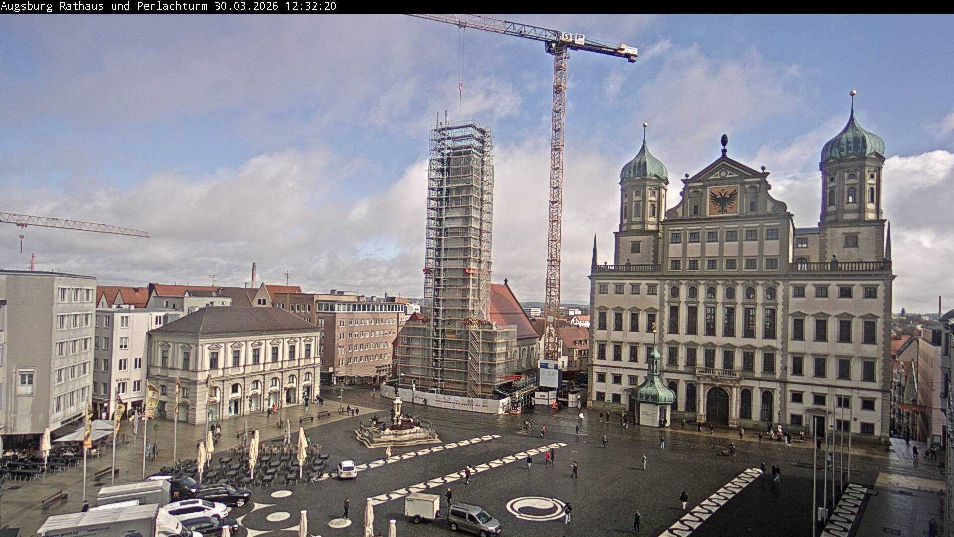 Archiv Foto Webcam Augsburger Rathausplatz und Perlachturm