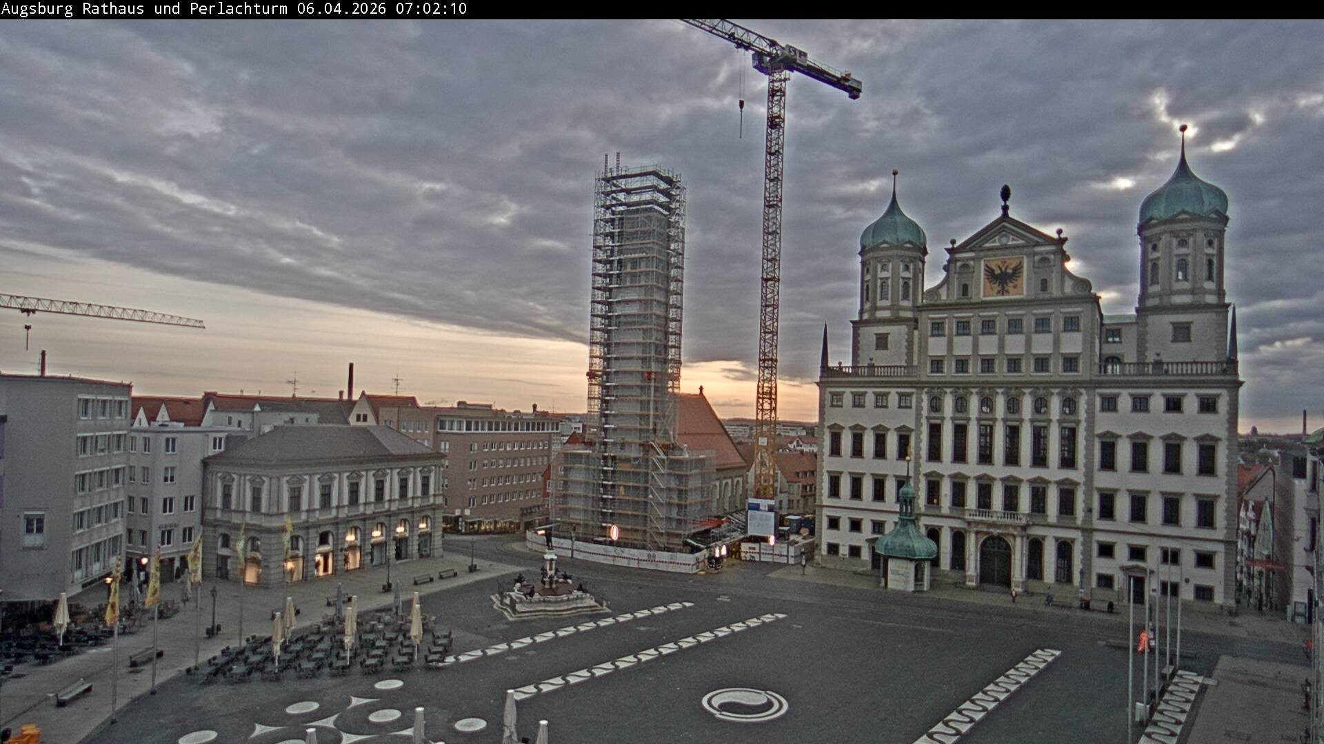 Archiv Foto Webcam Augsburger Rathausplatz und Perlachturm