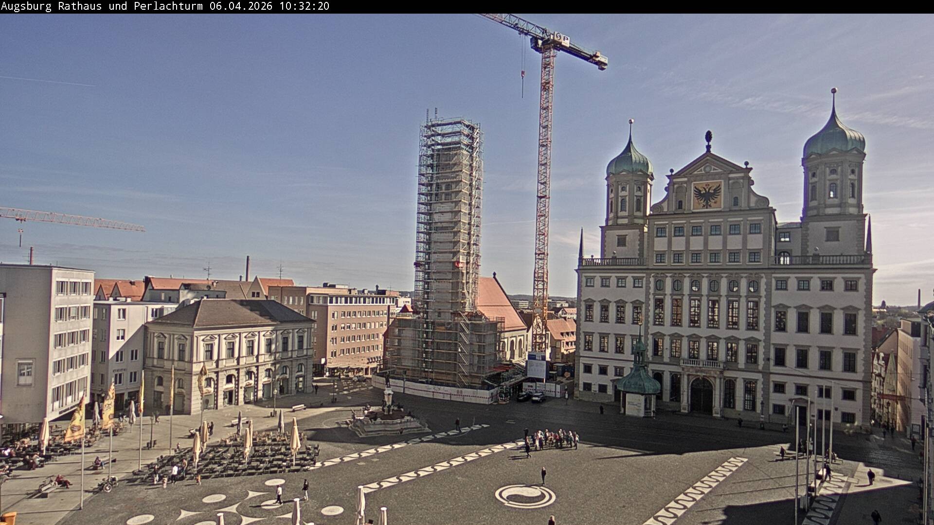 Archiv Foto Webcam Augsburger Rathausplatz und Perlachturm