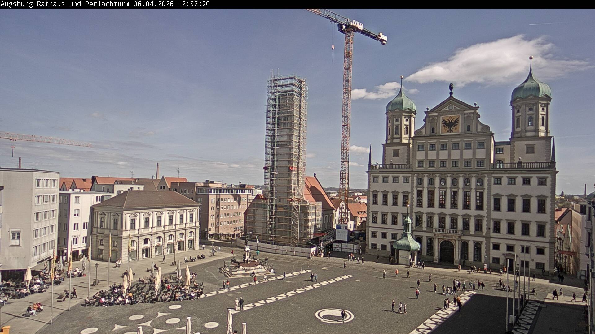 Archiv Foto Webcam Augsburger Rathausplatz und Perlachturm