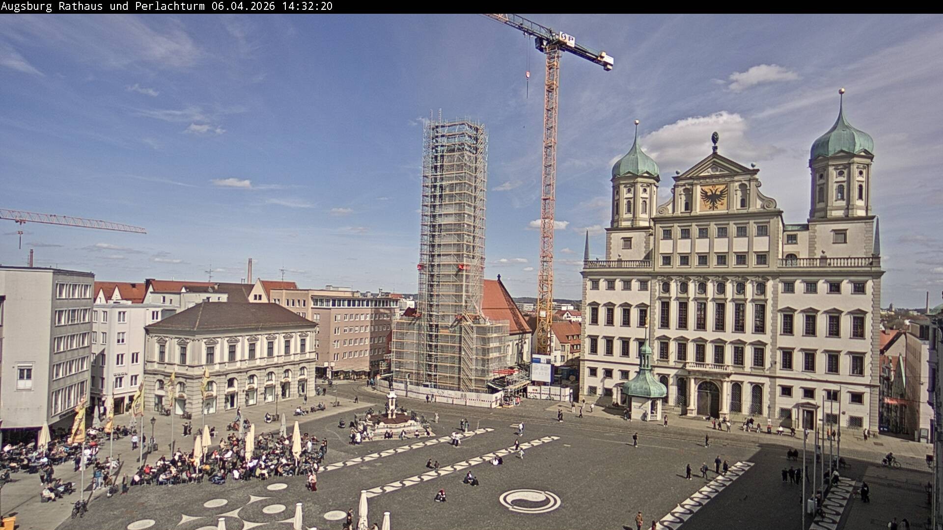 Archiv Foto Webcam Augsburger Rathausplatz und Perlachturm