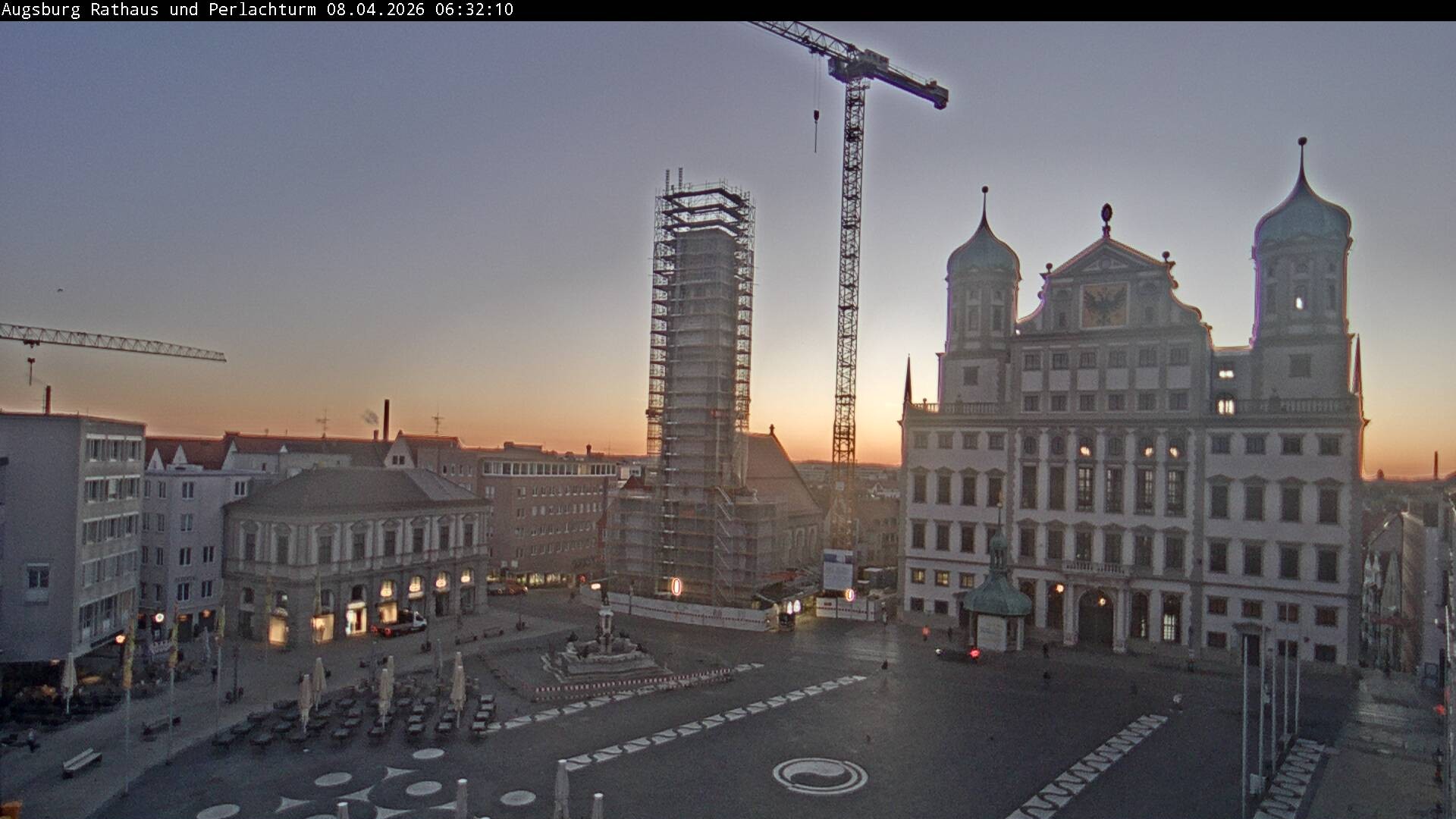 Archiv Foto Webcam Augsburger Rathausplatz und Perlachturm