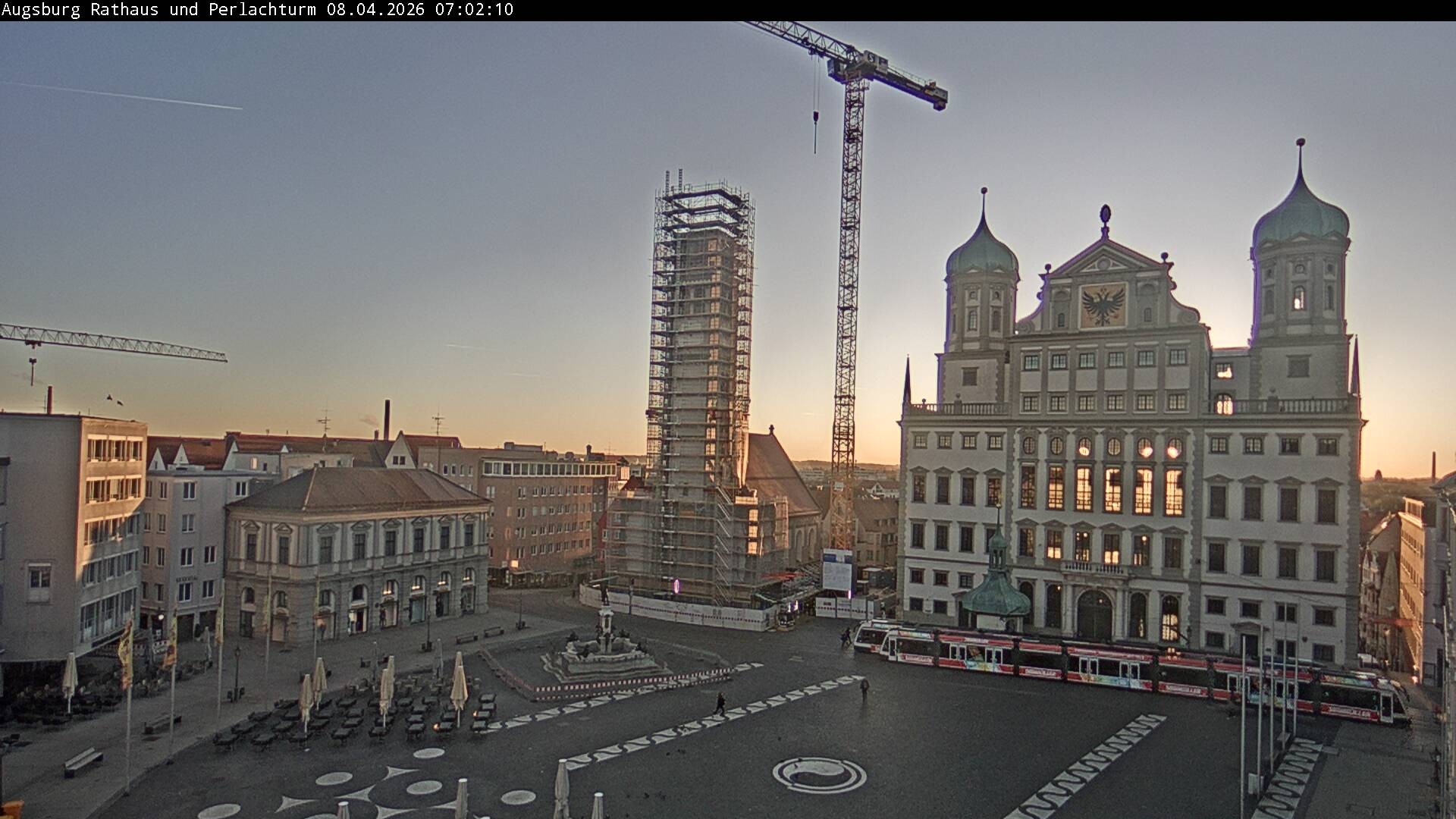 Archiv Foto Webcam Augsburger Rathausplatz und Perlachturm
