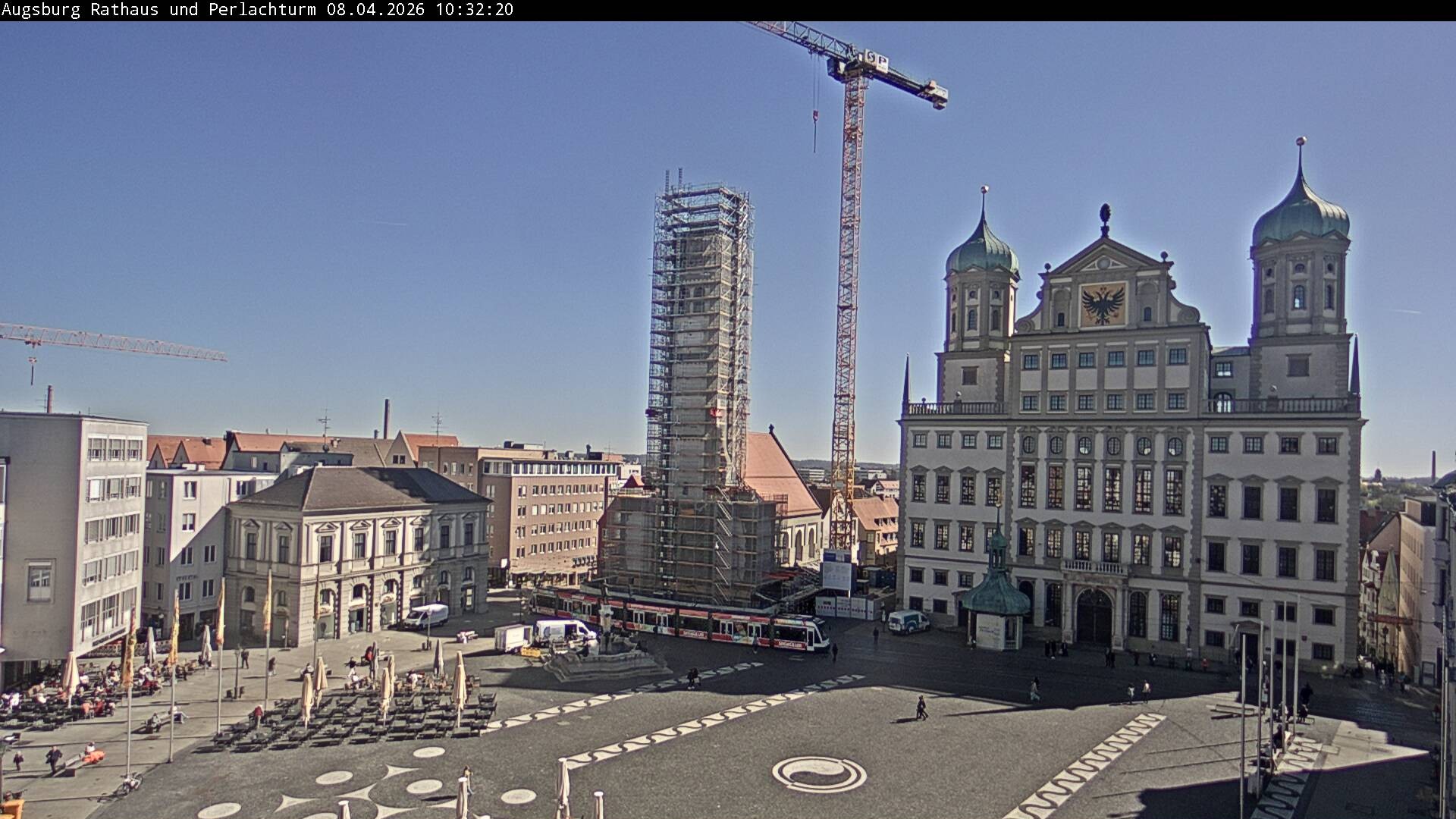 Archiv Foto Webcam Augsburger Rathausplatz und Perlachturm