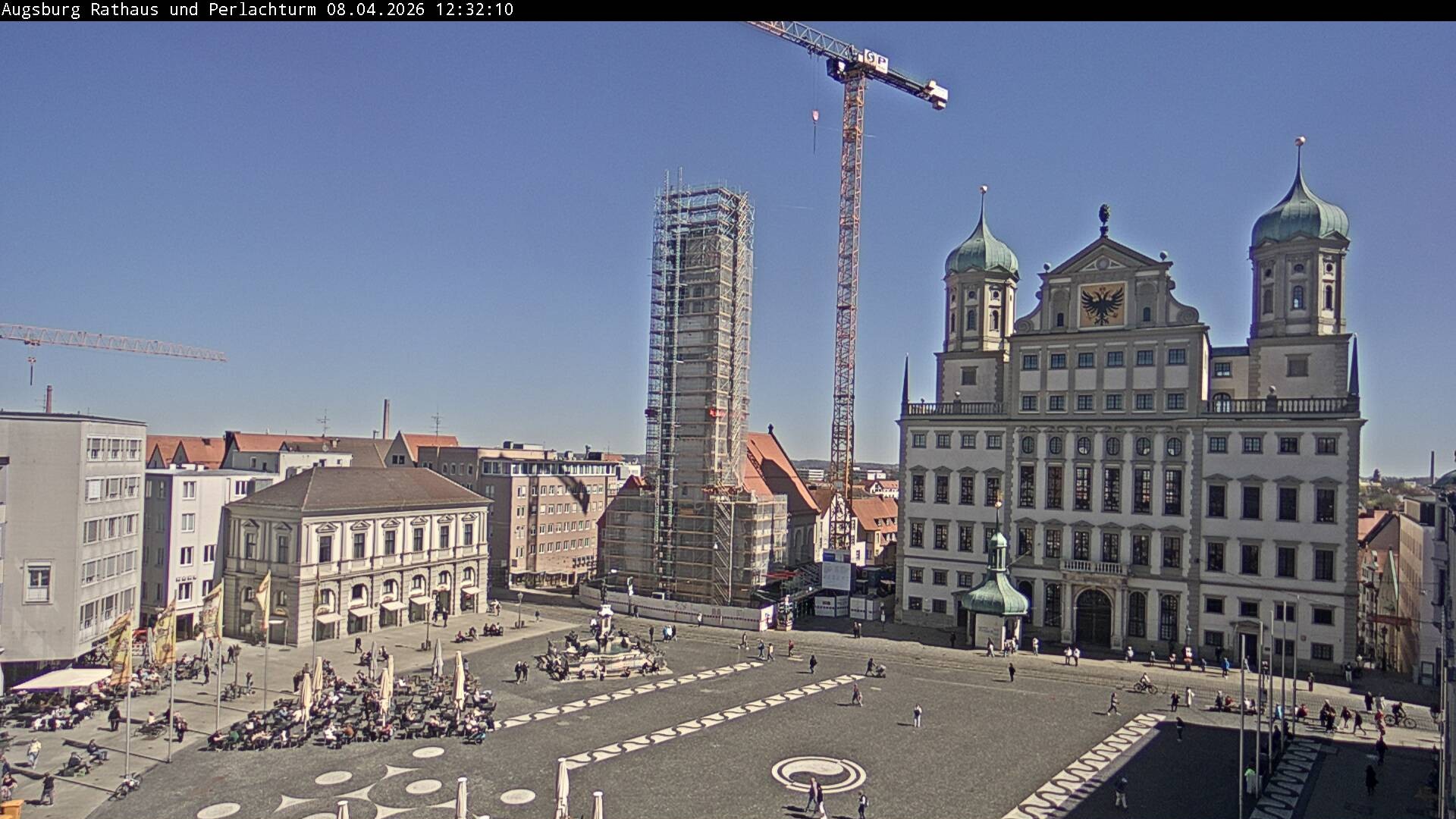 Archiv Foto Webcam Augsburger Rathausplatz und Perlachturm