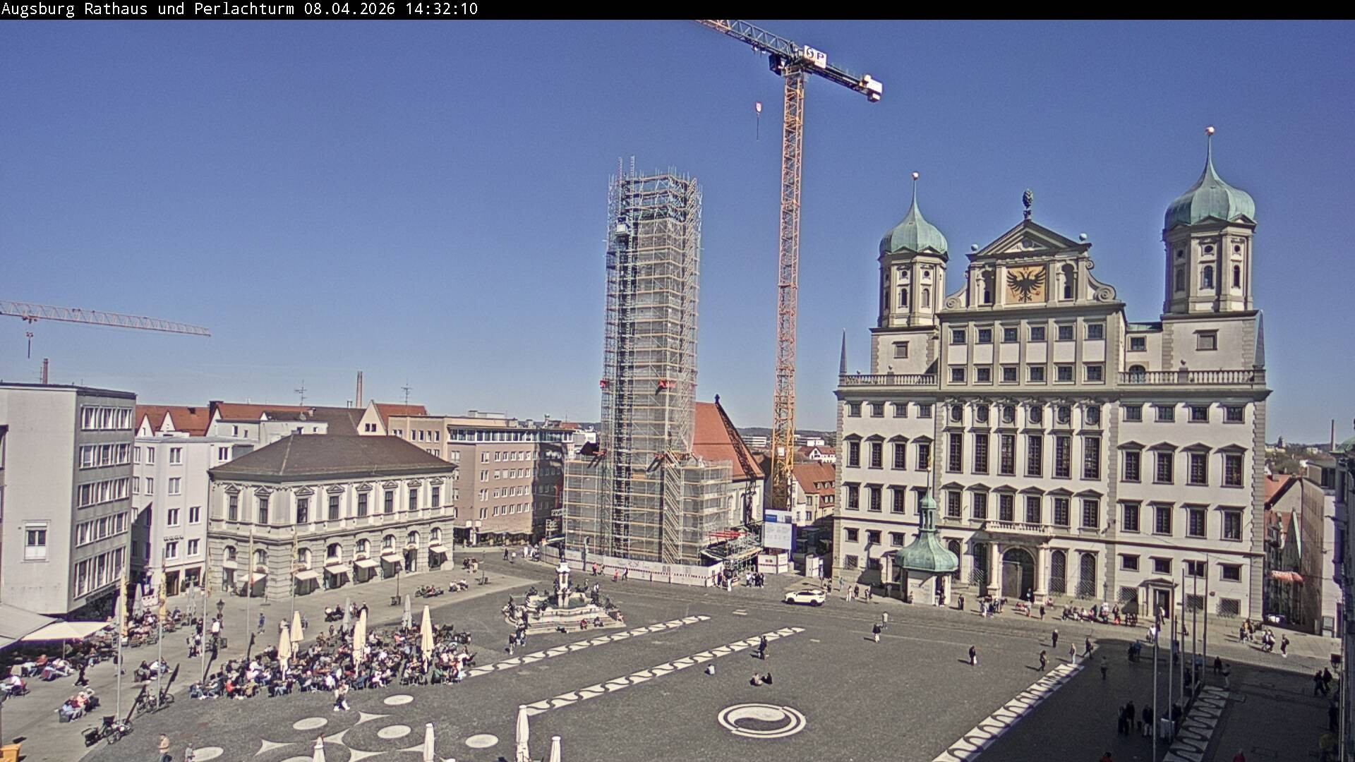 Archiv Foto Webcam Augsburger Rathausplatz und Perlachturm