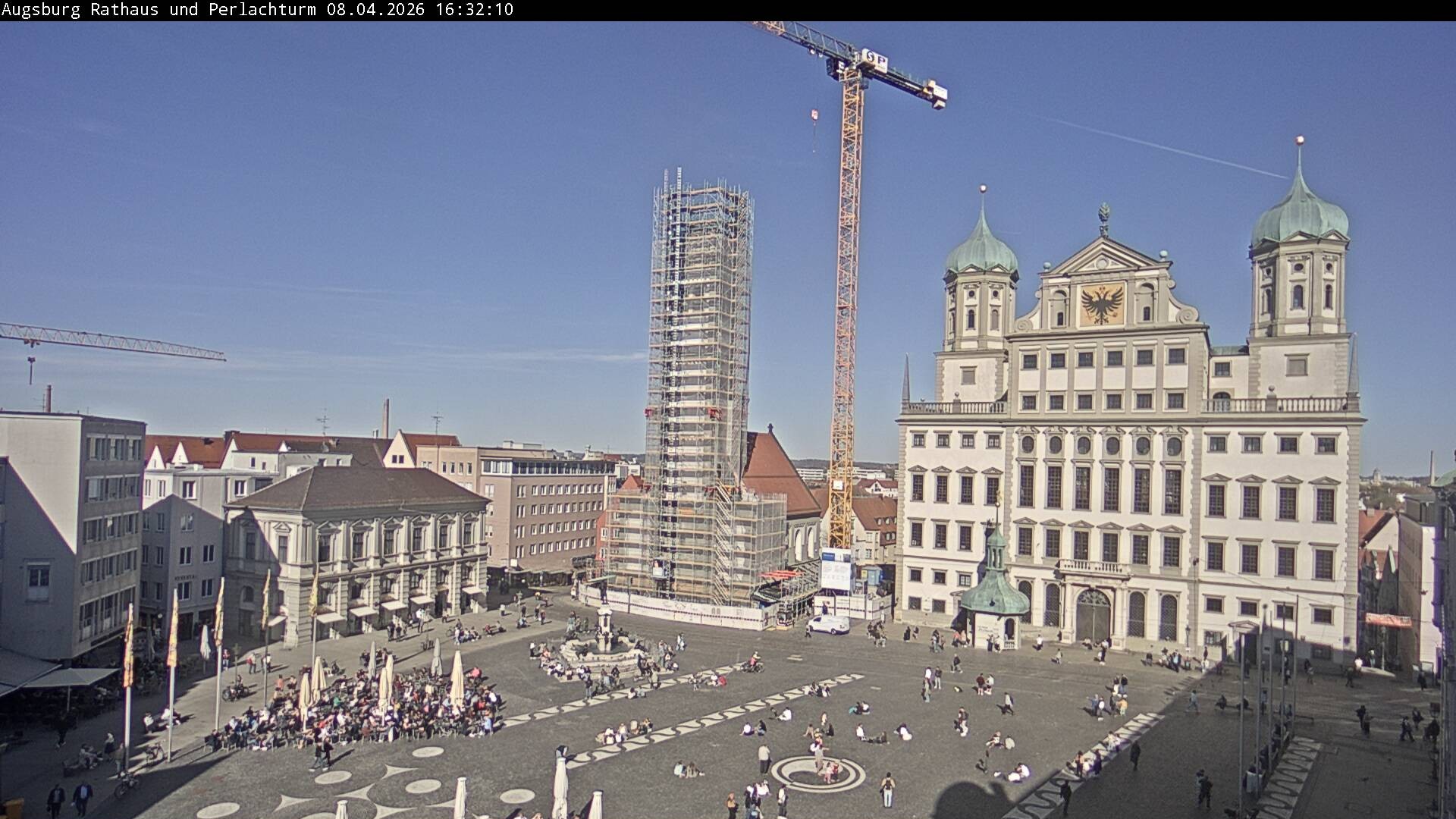 Archiv Foto Webcam Augsburger Rathausplatz und Perlachturm