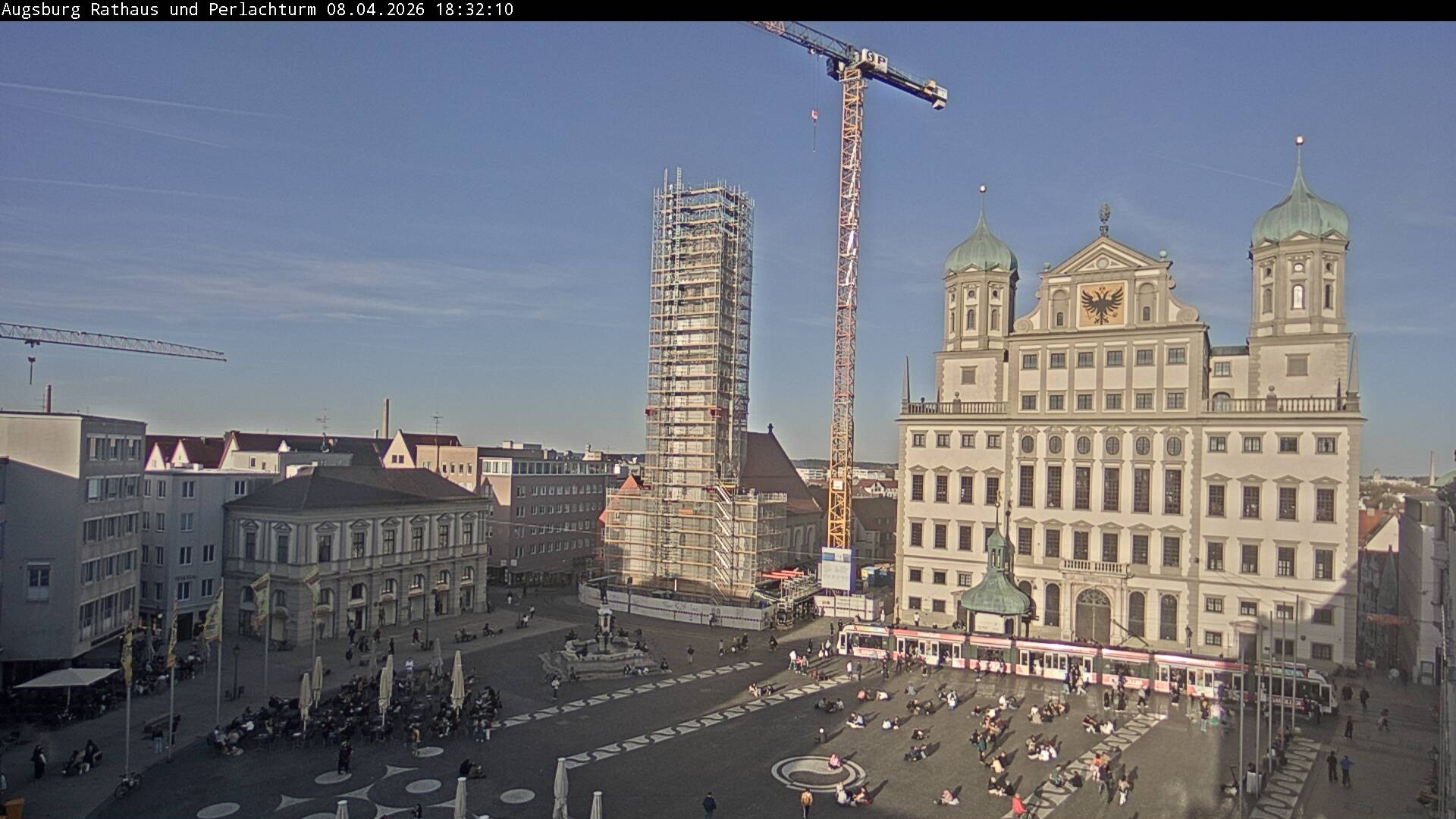 Archiv Foto Webcam Augsburger Rathausplatz und Perlachturm