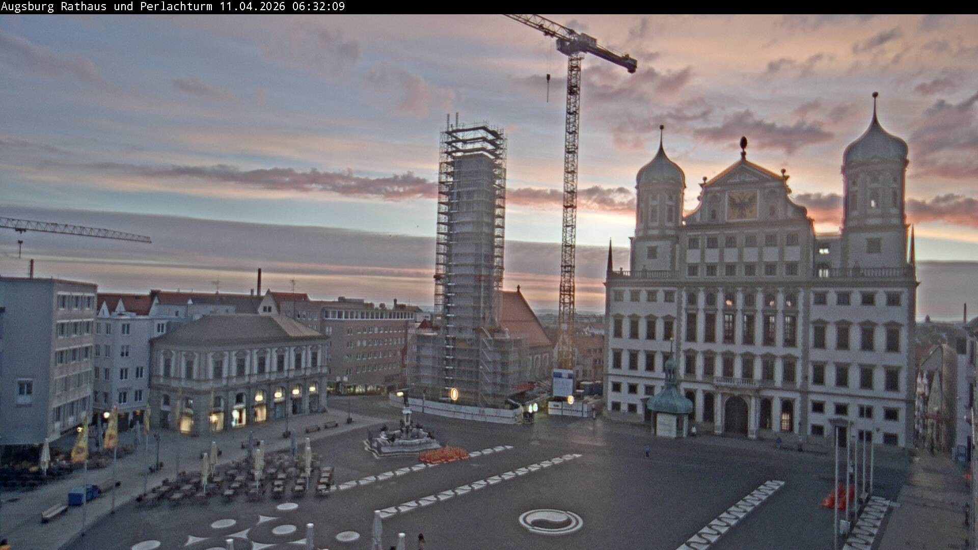 Archiv Foto Webcam Augsburger Rathausplatz und Perlachturm