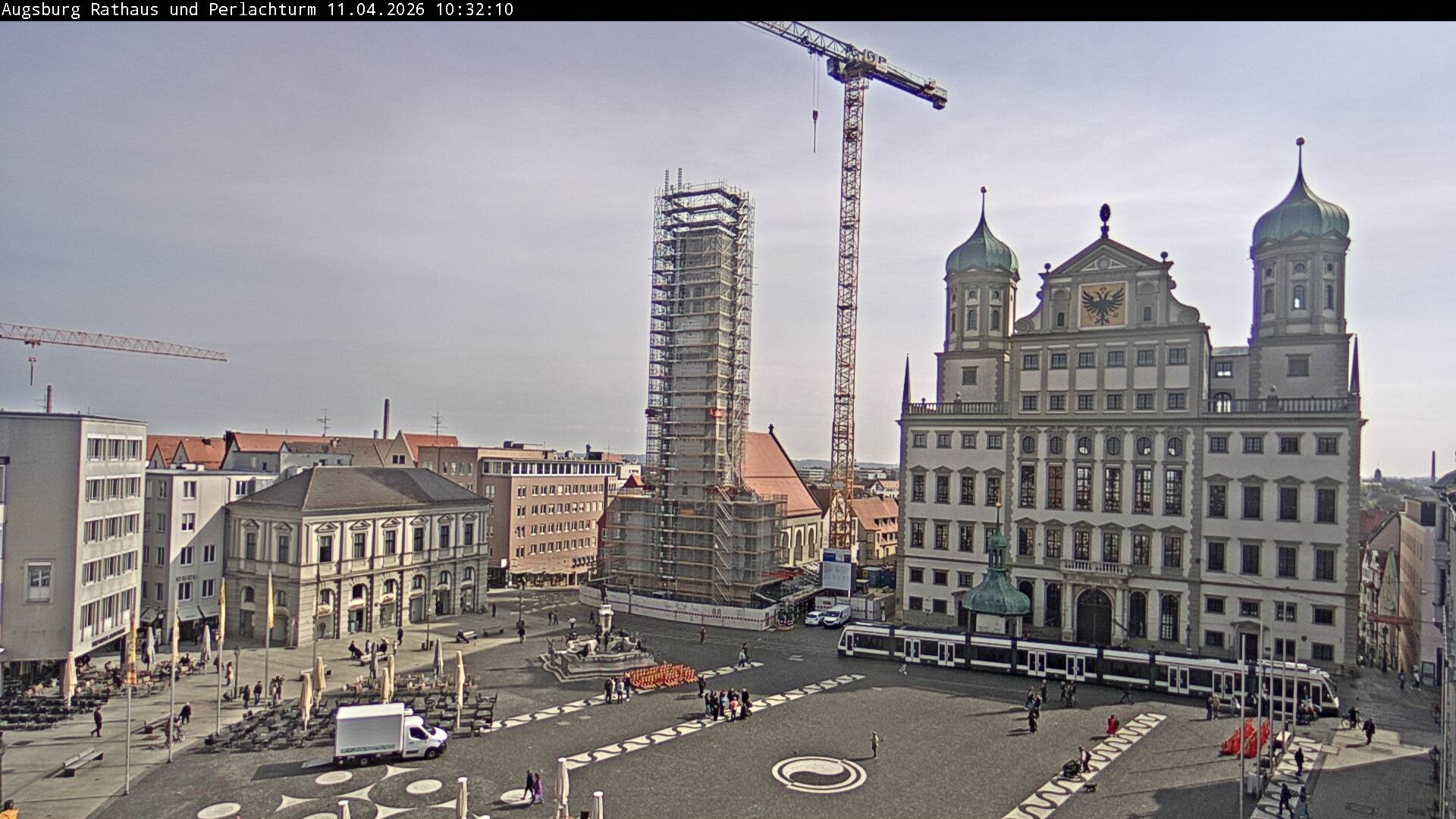 Archiv Foto Webcam Augsburger Rathausplatz und Perlachturm