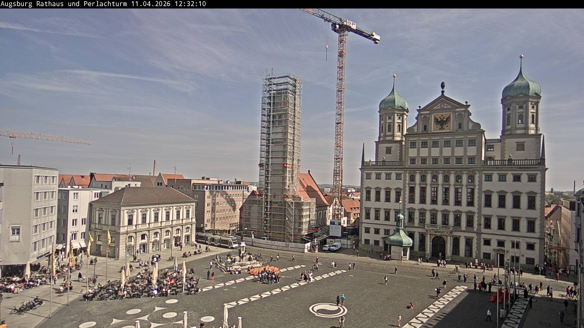 Archiv Foto Webcam Augsburger Rathausplatz und Perlachturm
