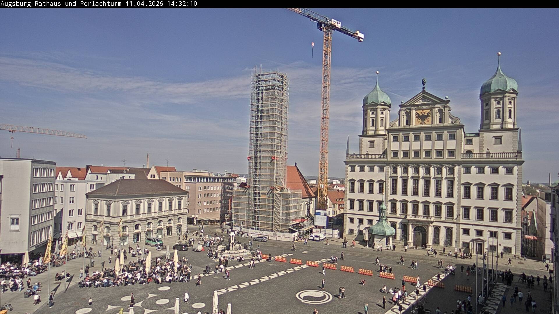 Archiv Foto Webcam Augsburger Rathausplatz und Perlachturm