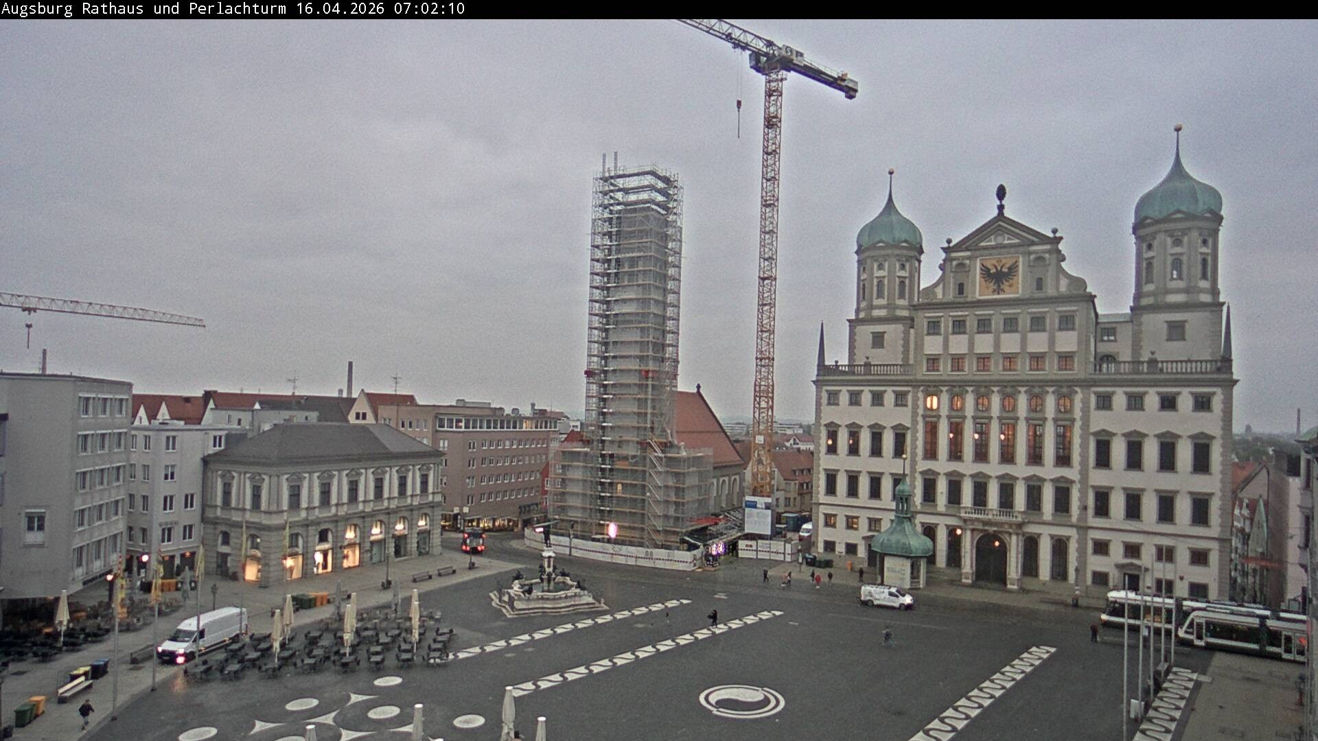 Archiv Foto Webcam Augsburger Rathausplatz und Perlachturm