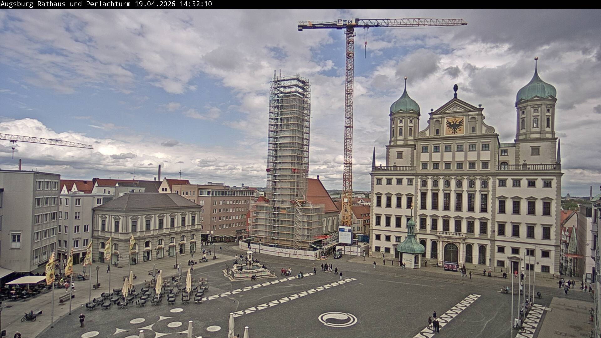 Archiv Foto Webcam Augsburger Rathausplatz und Perlachturm