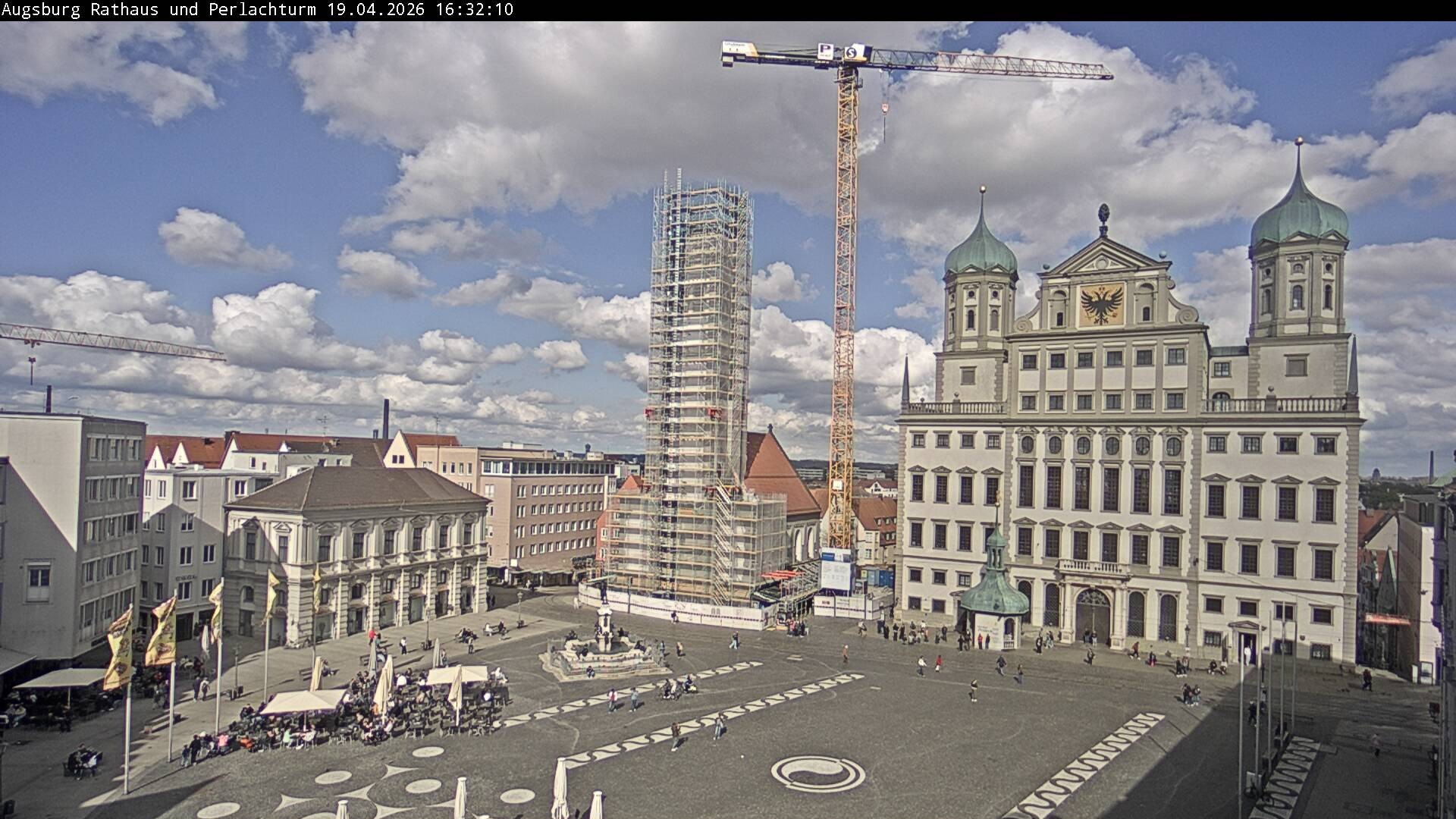 Archiv Foto Webcam Augsburger Rathausplatz und Perlachturm