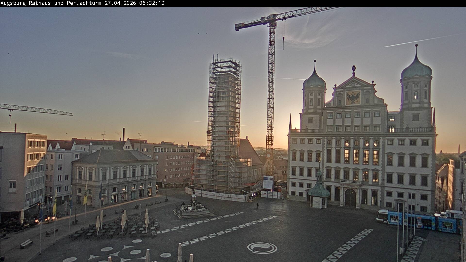 Archiv Foto Webcam Augsburger Rathausplatz und Perlachturm