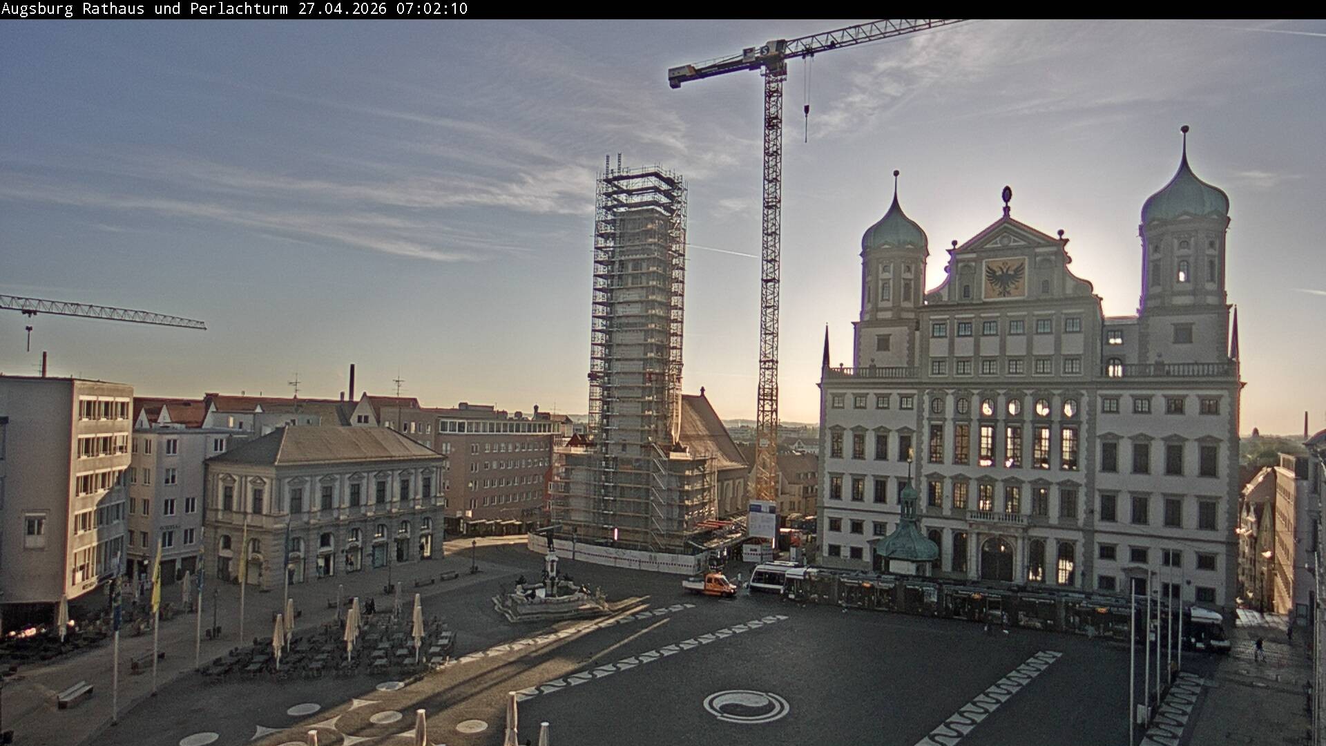 Archiv Foto Webcam Augsburger Rathausplatz und Perlachturm