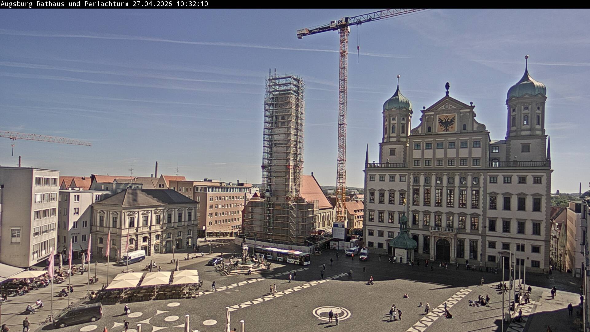 Archiv Foto Webcam Augsburger Rathausplatz und Perlachturm