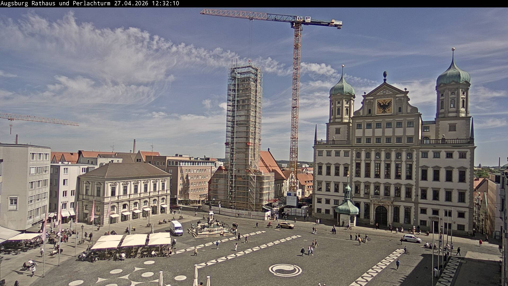 Archiv Foto Webcam Augsburger Rathausplatz und Perlachturm