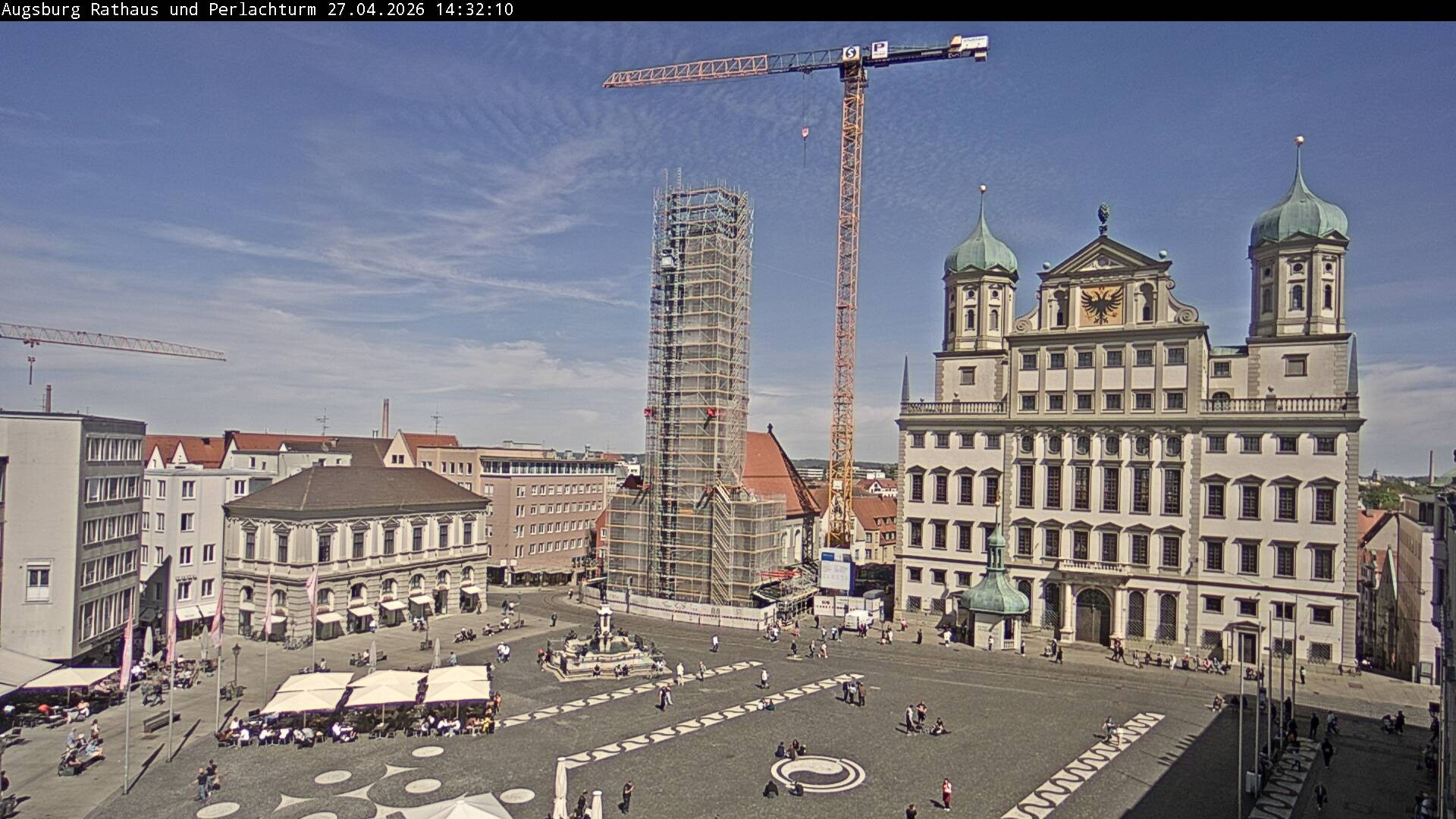 Archiv Foto Webcam Augsburger Rathausplatz und Perlachturm