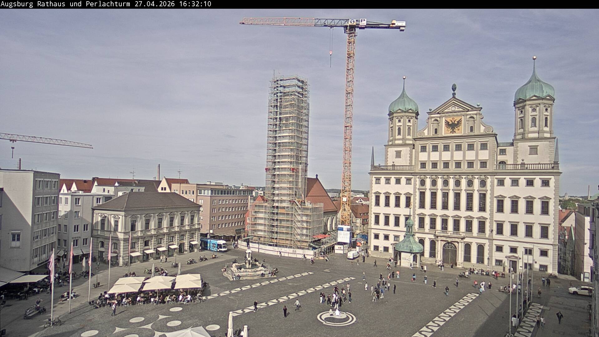 Archiv Foto Webcam Augsburger Rathausplatz und Perlachturm