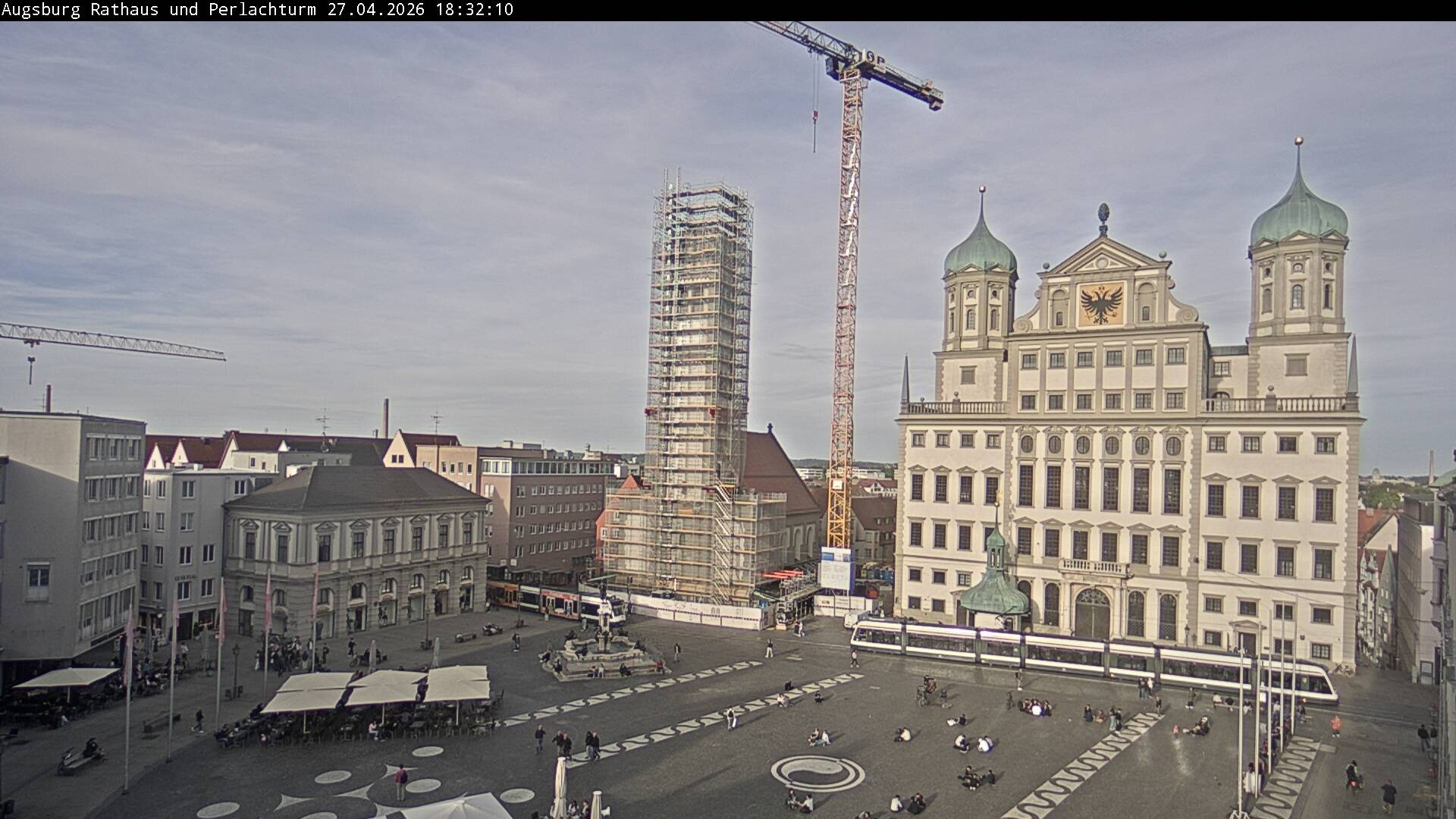 Archiv Foto Webcam Augsburger Rathausplatz und Perlachturm