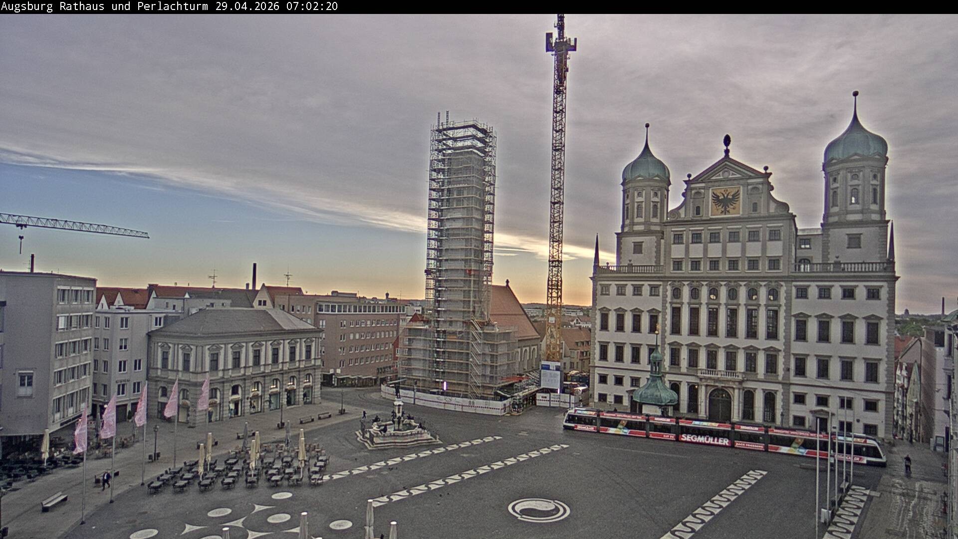 Archiv Foto Webcam Augsburger Rathausplatz und Perlachturm