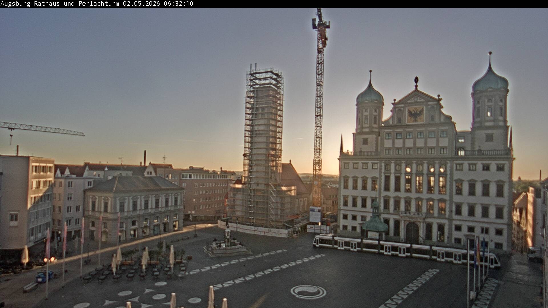 Archiv Foto Webcam Augsburger Rathausplatz und Perlachturm