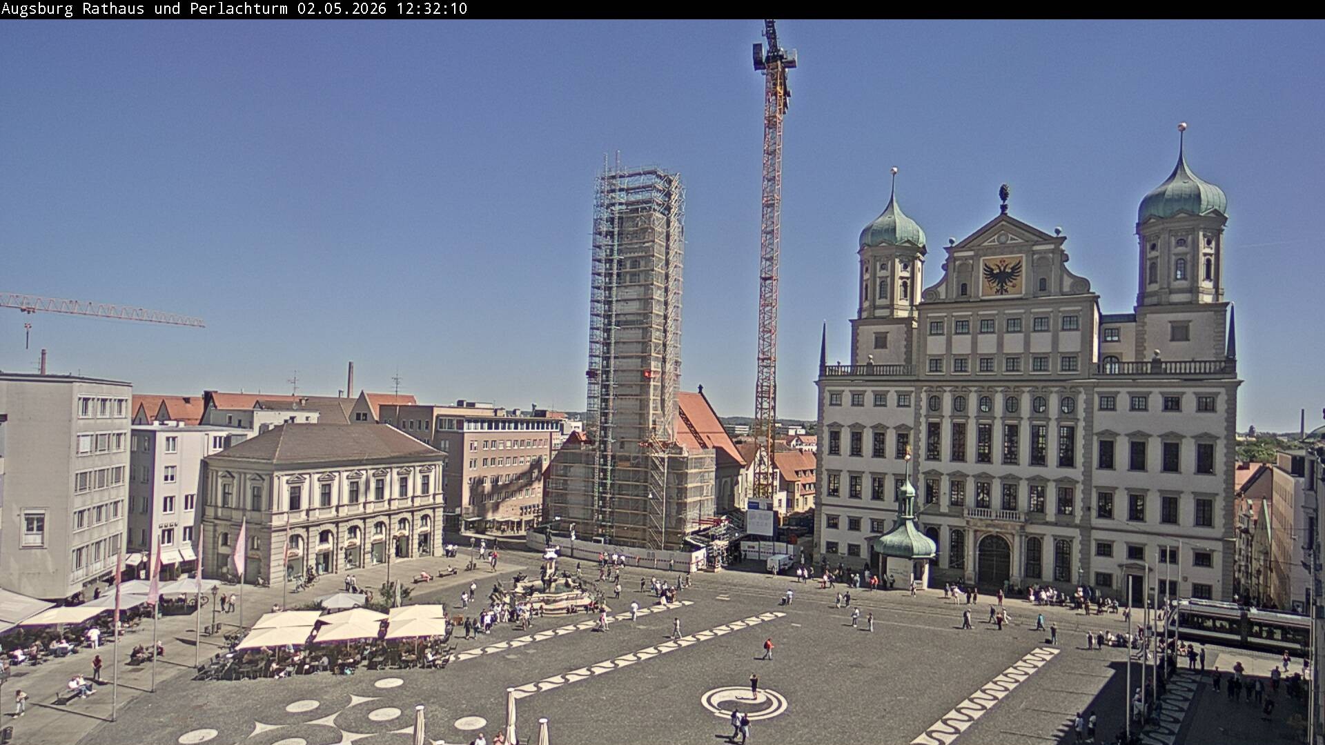 Archiv Foto Webcam Augsburger Rathausplatz und Perlachturm